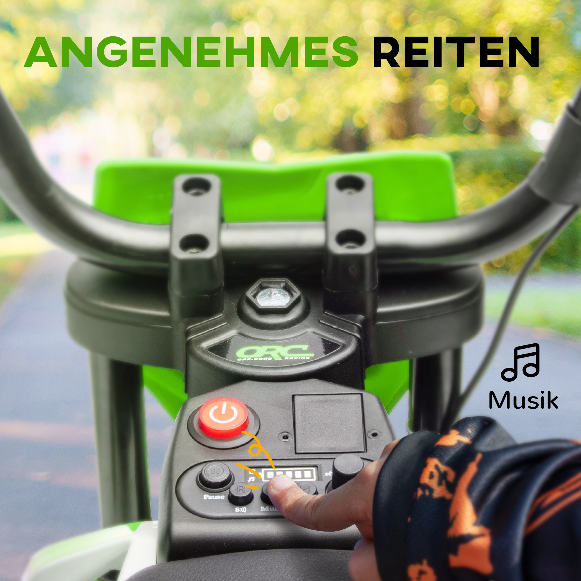 Elektro-Motorrad für Kinder, 12V Kindermotorrad mit Musik, Kinderfahrzeug mit Trainingsrädern, 3-6 Jahre, Grün