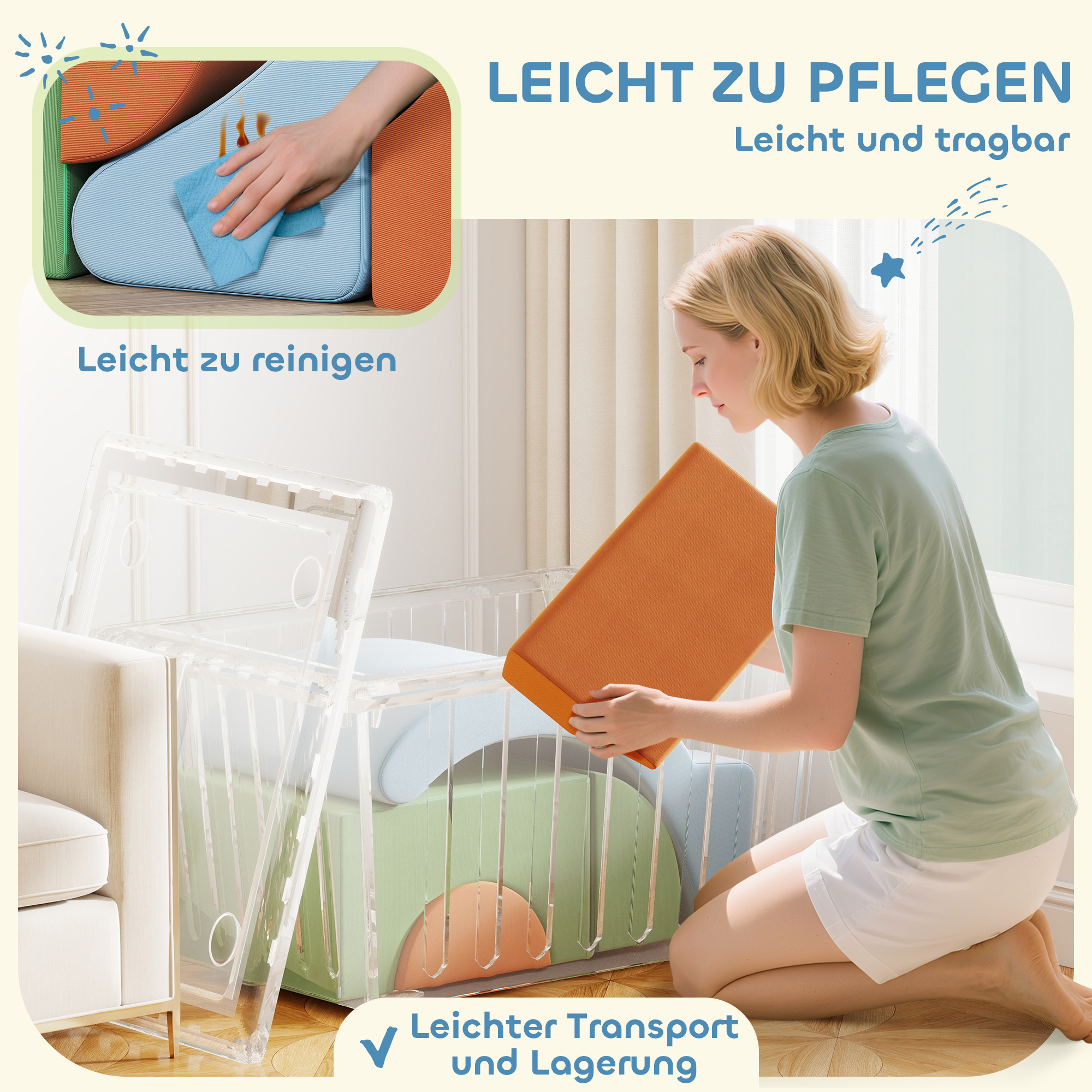 5-teiliges Softbaustein-Set für Kleinkinder, zum Klettern, Krabbeln, Bauen, leichtes Gewicht, Cord, Schaumstoff, Bunt