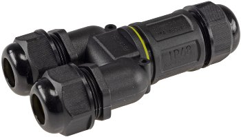 Kabelverbinder Y-Form, IP68, 450V/24A - Schraubanschluss, für Kabel Ø 8-12mm Kabelverbinder Y-Form, IP68, 450V/24A - Schraubanschluss, für Kabel Ø 8-12mm