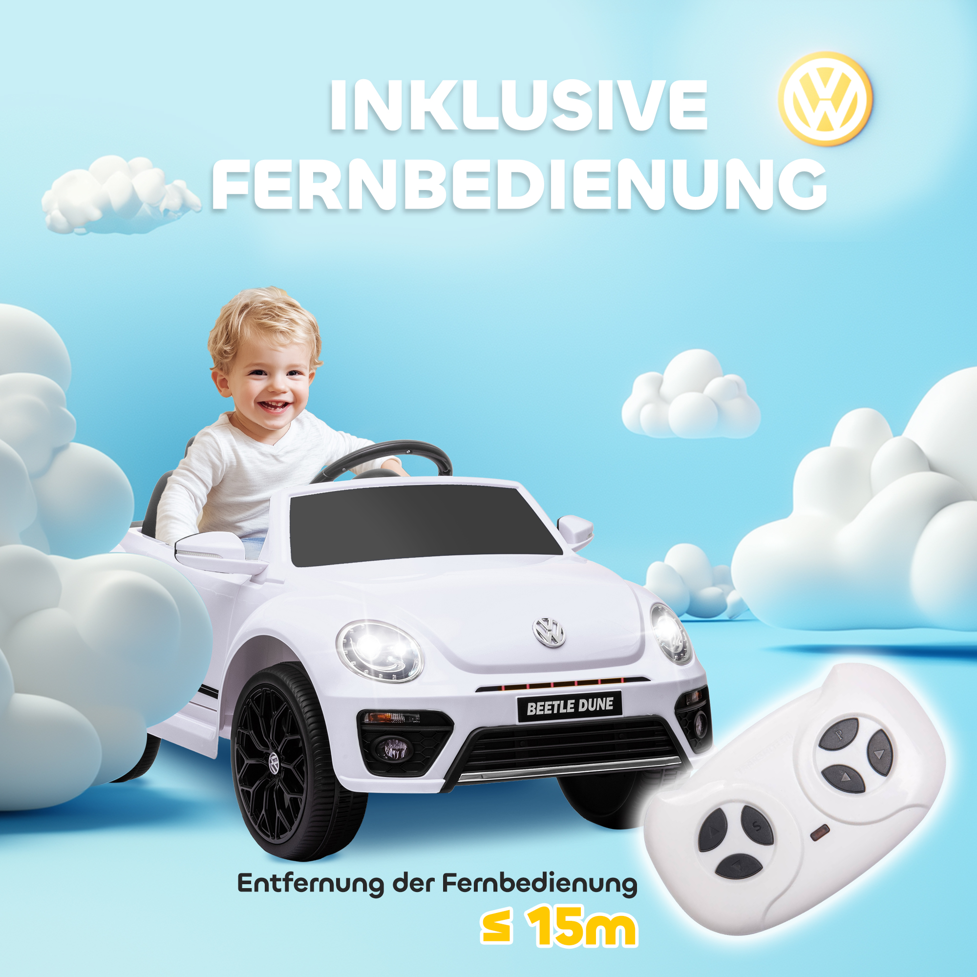 Kinderfahrzeug VW Käfer, weiß