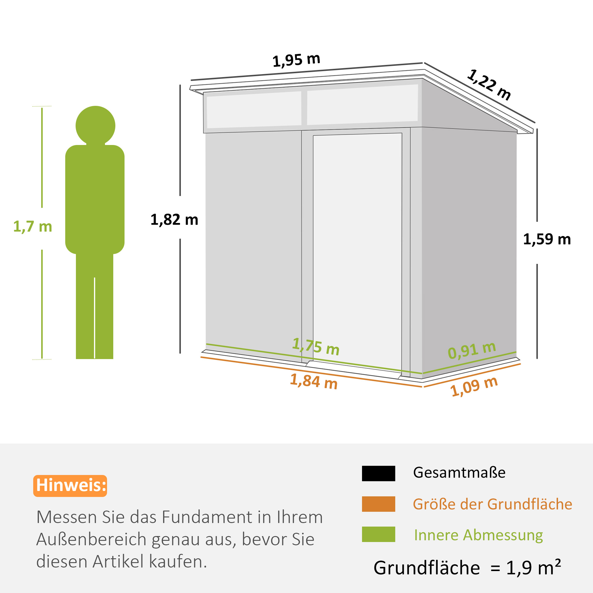 Gartenschuppen, Geräteschuppen mit Fenstern, Lüftungsöffnungen, Schiebetür, wasserdichter Stahl, wetterfest, Dunkelgrau