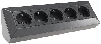 5-fach Steckdosenblock, anthrazit, 250V~/ 16A, Aufbaumontage