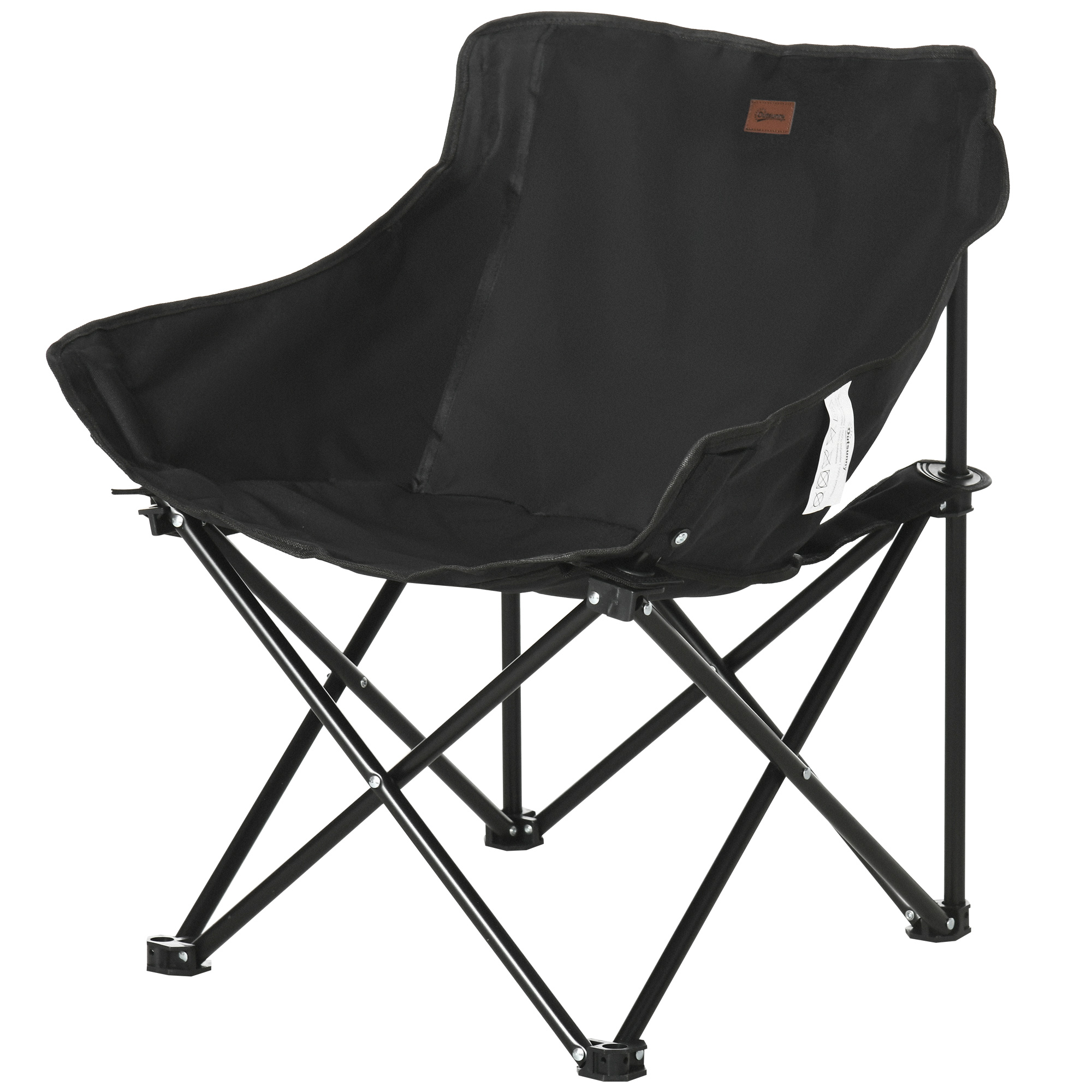 Campingstuhl, faltbar, Stahlrahmen, Stoffsitz, Tragetasche, Schwarz