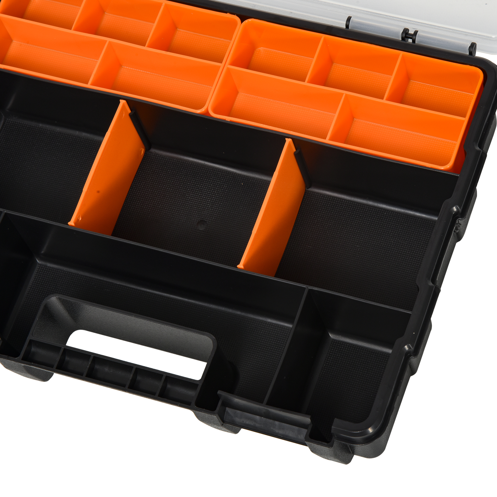 4PCS Werkzeugaufbewahrung Box Multifunktionales Werkzeugbox Sortierkasten Kleinteilemagazin Teile Kunststoff Orange+Schwarz 28,7 x 22,5 x 5,5 cm