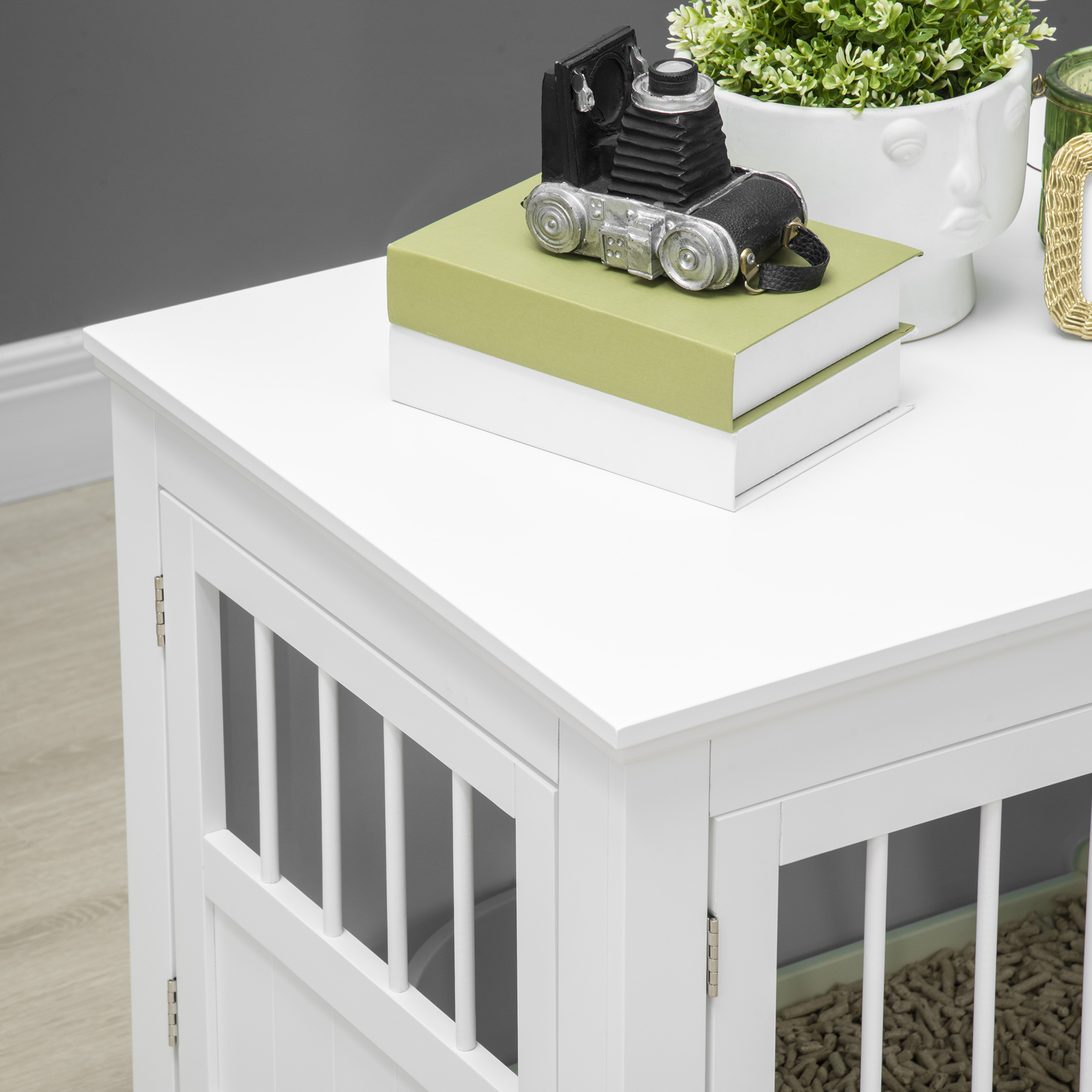 Hundekäfig, Möbel mit 3 Türen Hundehütte Hundebox für Zuhause 78 x 53 x 59,3 cm, Weiß