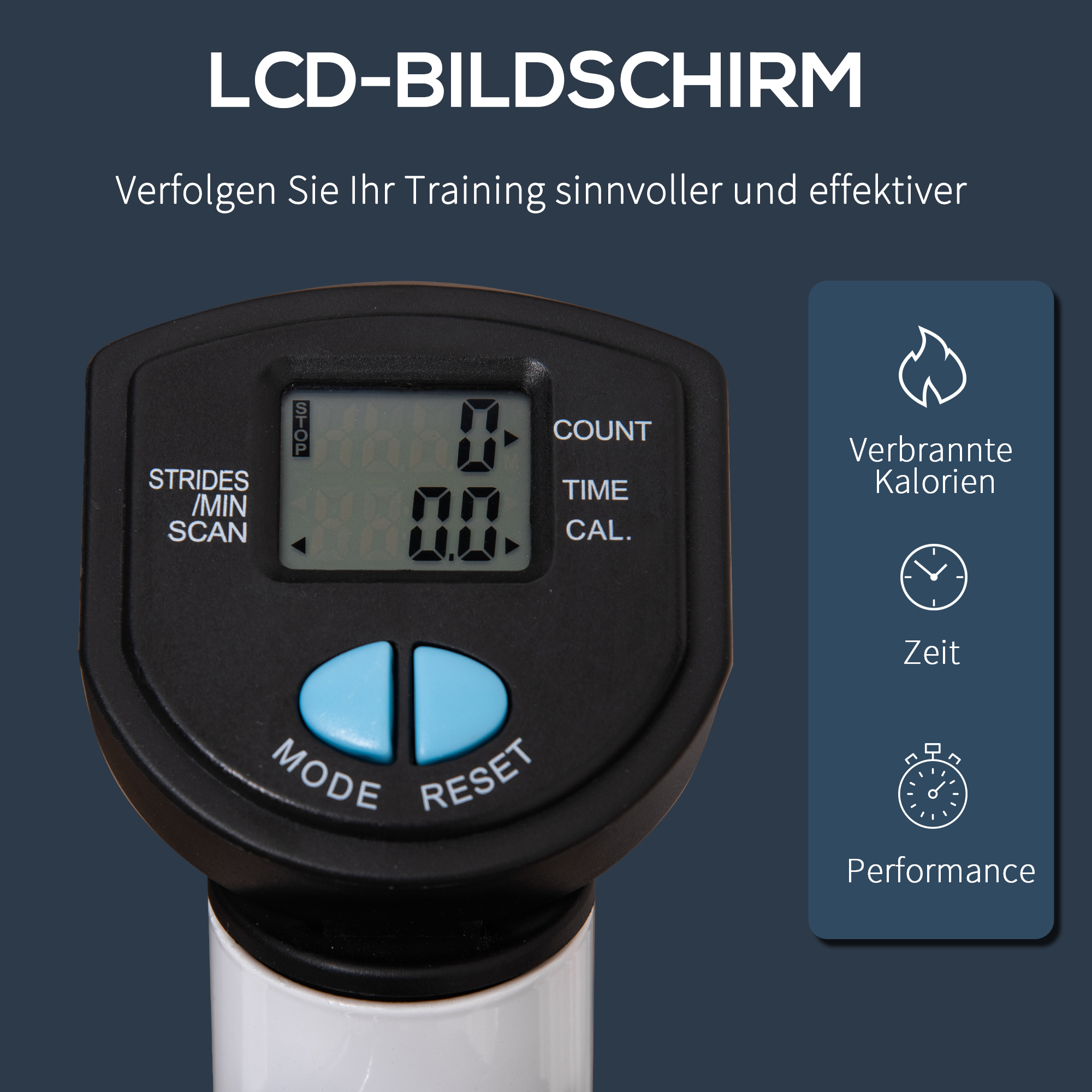 Stepper Fitnessgerät, LCD-Monitor, rutschfeste Pedale, Stahl und ABS, 55x44x108 cm, bis 100 kg