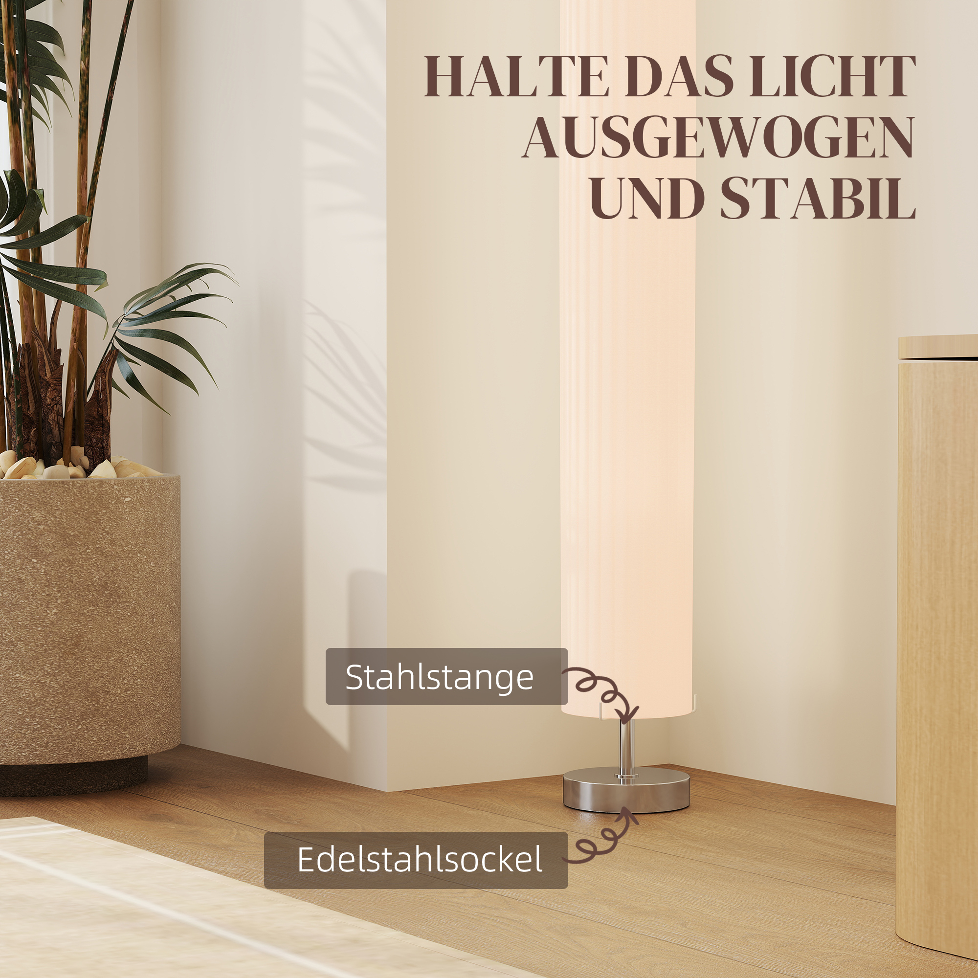 Stehlampe Wohnzimmer mit Schirm aus Polyester, 2 x E27 Fassung für Schlafzimmer 14 x 14 x 120 cm