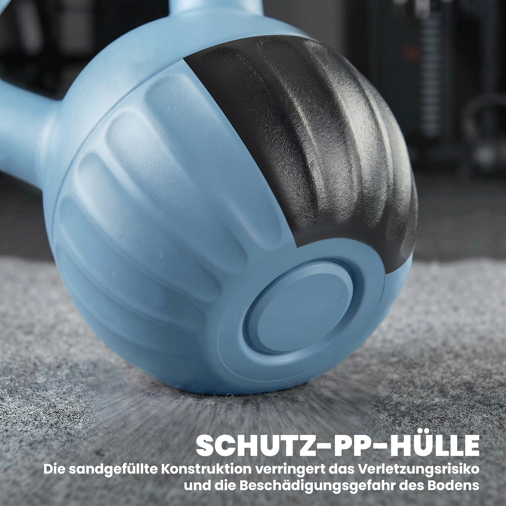 Kettlebell Kugelhantel 6 kg Gewicht-Hantel mit Sand befüllt für Anfänger Zuhause Krafttraining 21 x 21 x 27 cm Blau