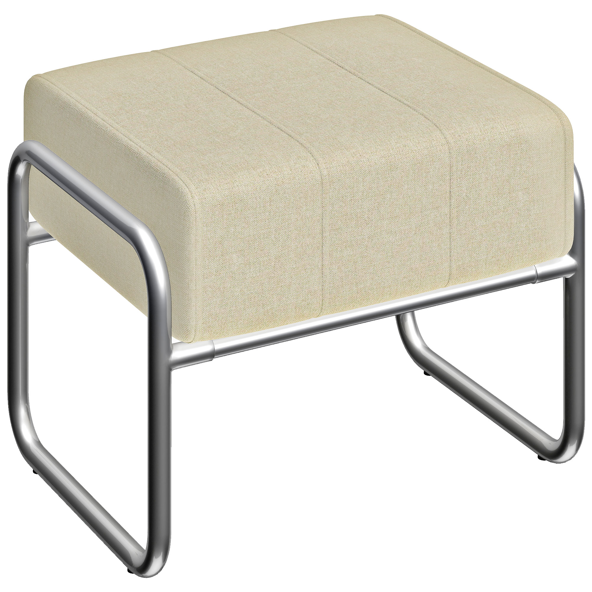 Fußhocker Sitzhocker Dick Gepolstert Hocker mit Chenille-Stoff Stahlbeinen für Schlafzimmer, Beige