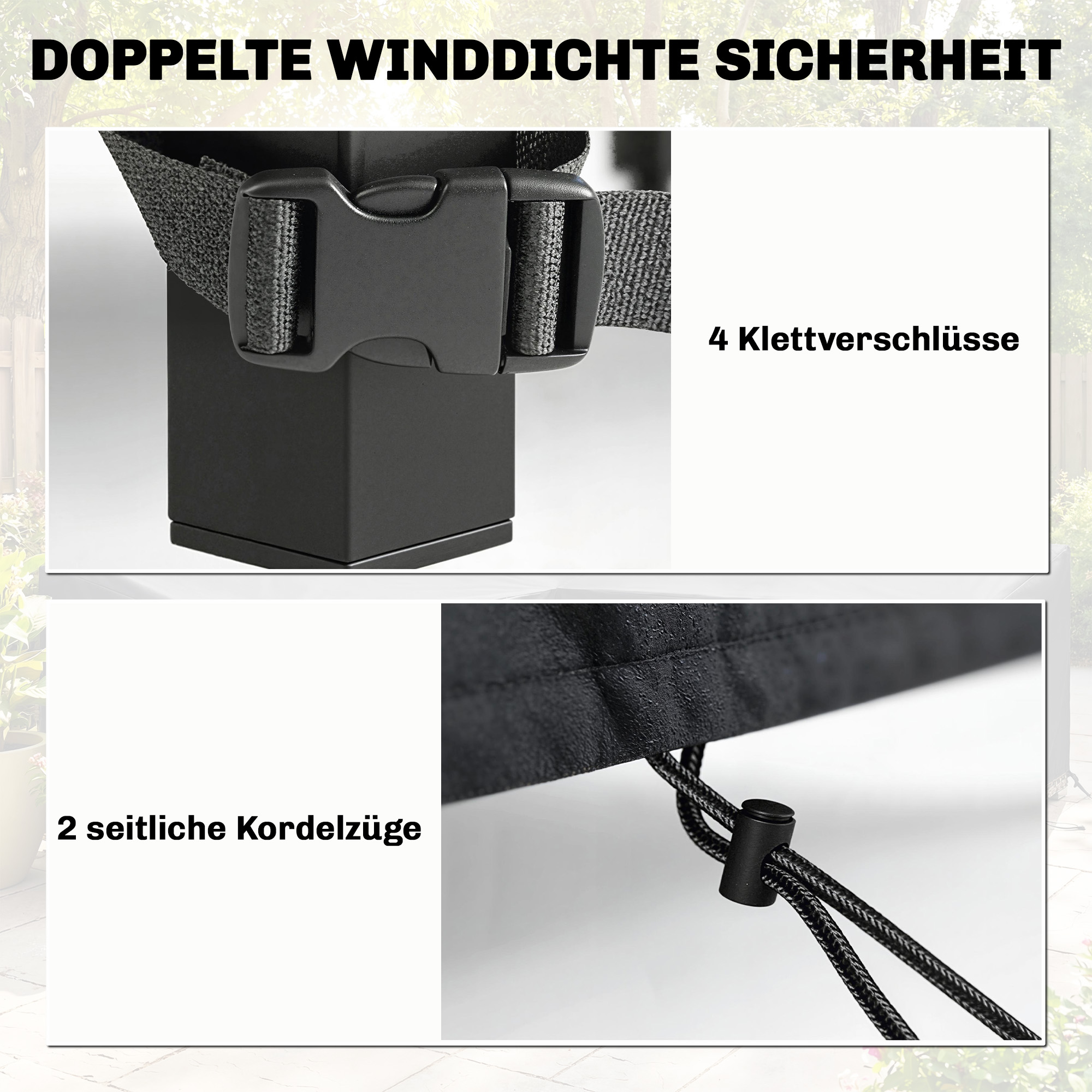 Schutzhülle für Gartenmöbel Winterfest Wasserdicht Abdeckung Anti-UV Abdeckplane 420D Oxford Gewebe 125x125x74cm Schwarz