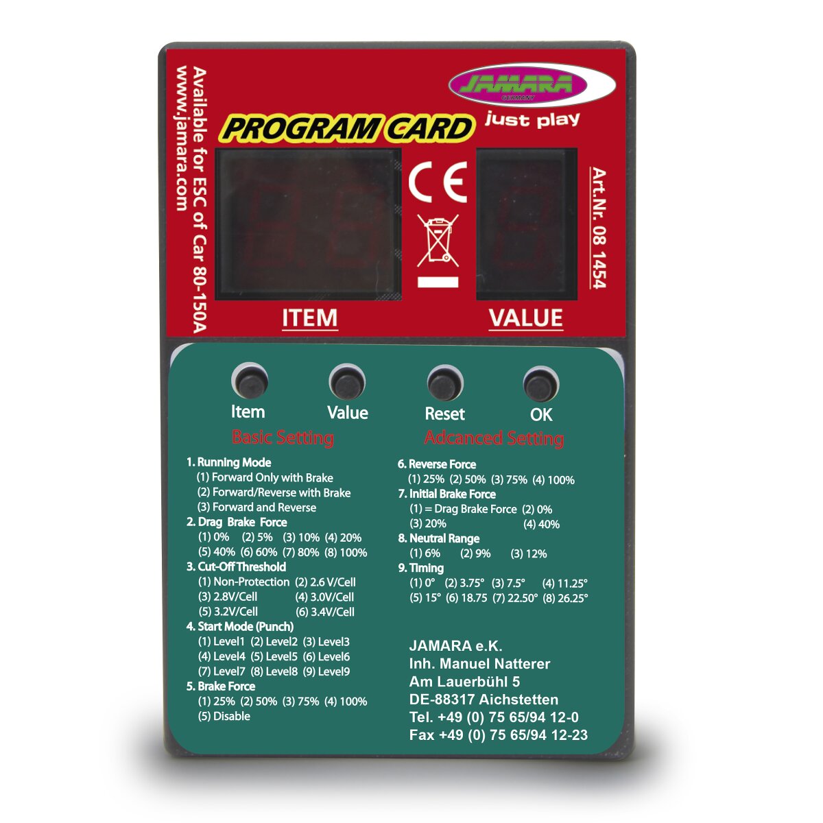 Programmierkarte CR 60+80+150A nur für 081455+52+48 Programmierkarte CR 60+80+150A nur für 081455+52+48