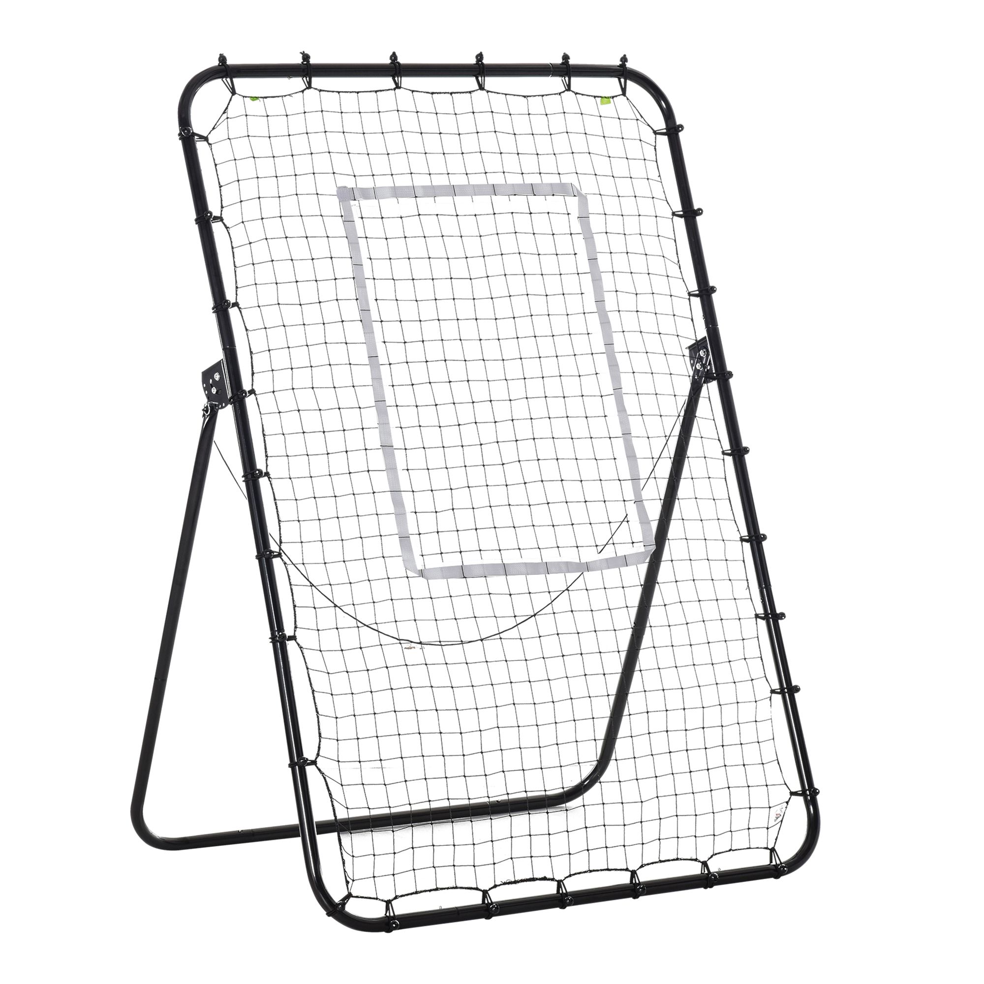 Fussball-Rückprallnetz, verstellbarer Winkel, höhenverstellbar, Rebounder, Kickback, Schwarz
