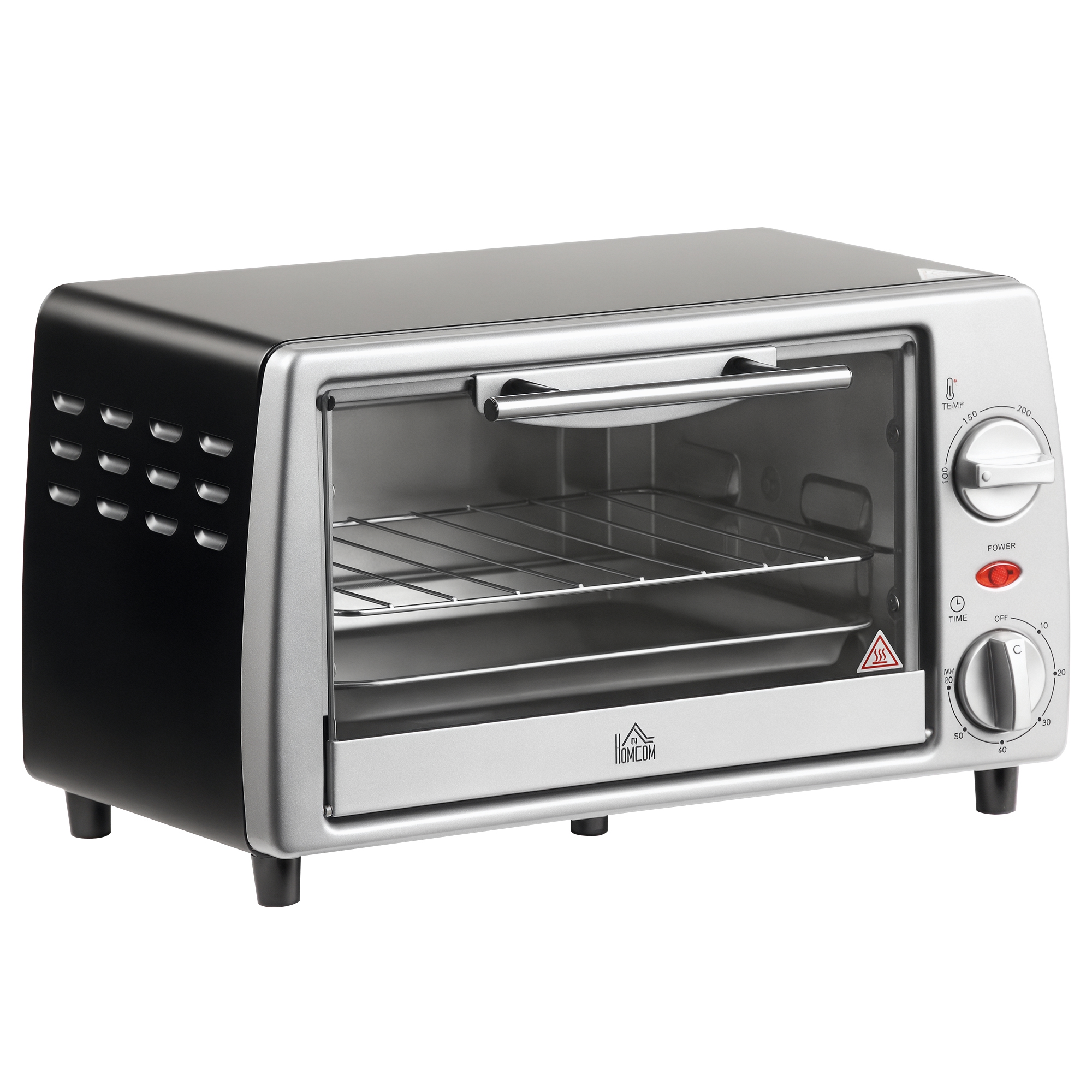 Mini Backofen 10 L 750W 100-230? 60 Min, Timer mit Backblech, Grillrost und Herausnehmbarer Bodenschale, Pizza-Ofen Silber Mini Backofen 10 L 750W 100-230? 60 Min, Timer mit Backblech, Grillrost und Herausnehmbarer Bodenschale, Pizza-Ofen Silber