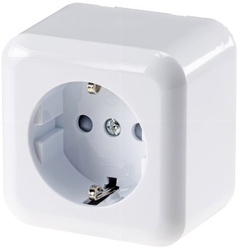 FASKO Schutzkontakt-Steckdose,  AP, Weiß / 250V~/ 16A, Aufputz, Schraubanschluss