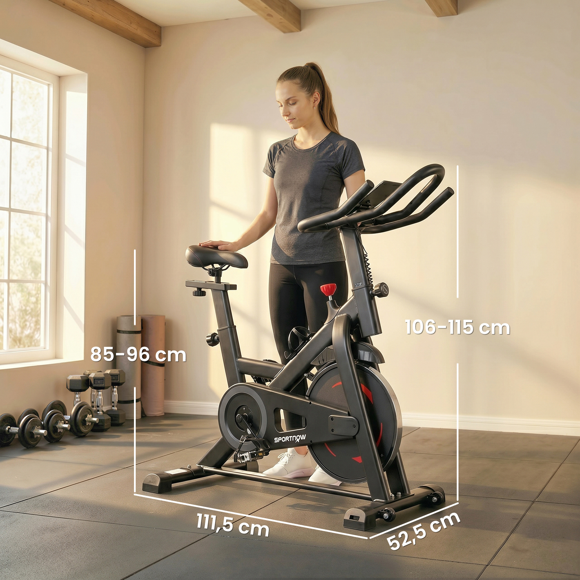 Heimtrainer Fahrrad Höhenverstellbar Hometrainer mit APP Magnetwiderstand LCD-Monitor verstellbar Lenker Handyhalter