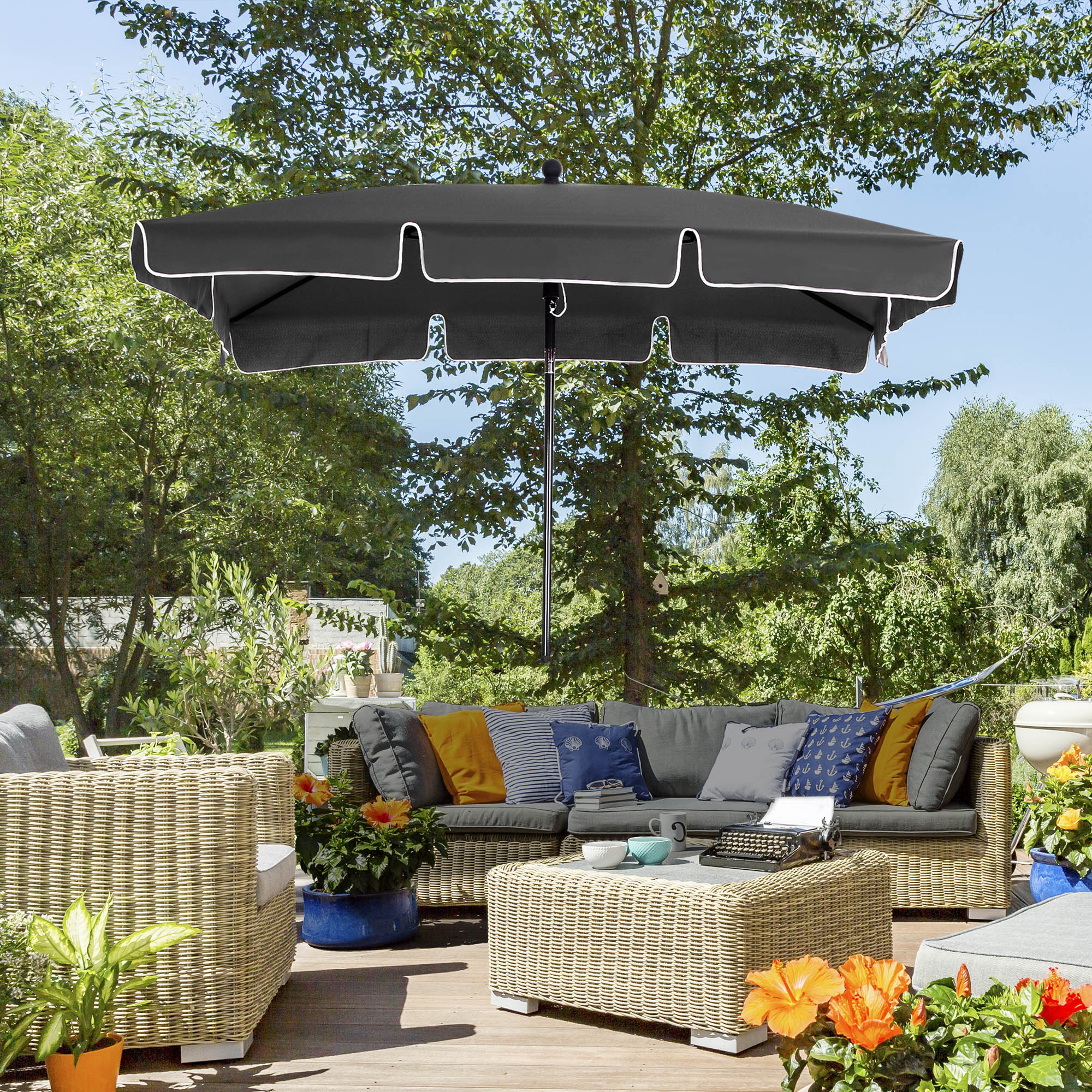 Sonnenschirm Strandschirm Gartenschirm Schirm Balkonschirm Sonnenschutz knickbar Grau