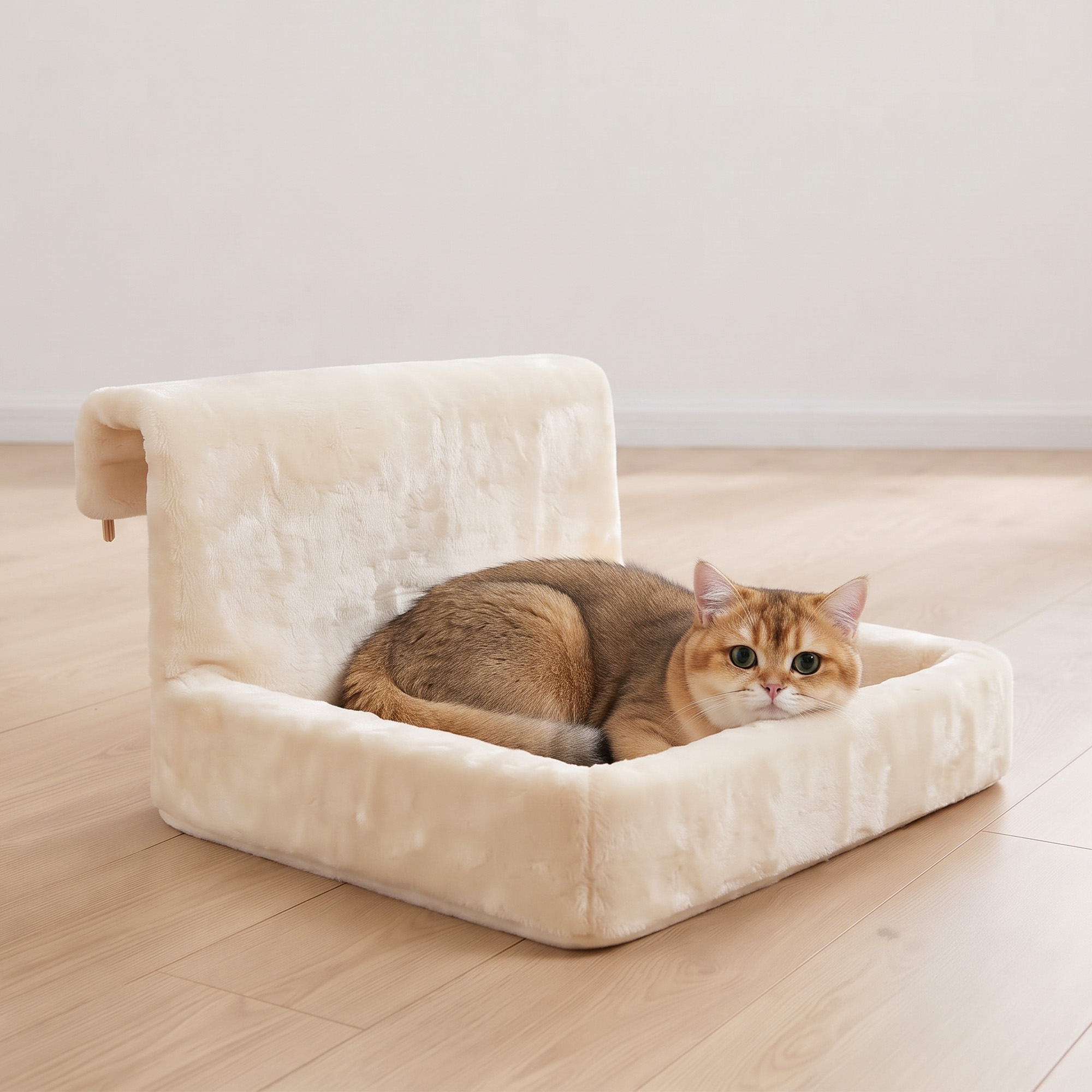 Plüsch Katzenhöhle, hängende Katzenbett mit Stahlrahmen, 48x43x26cm, Beige