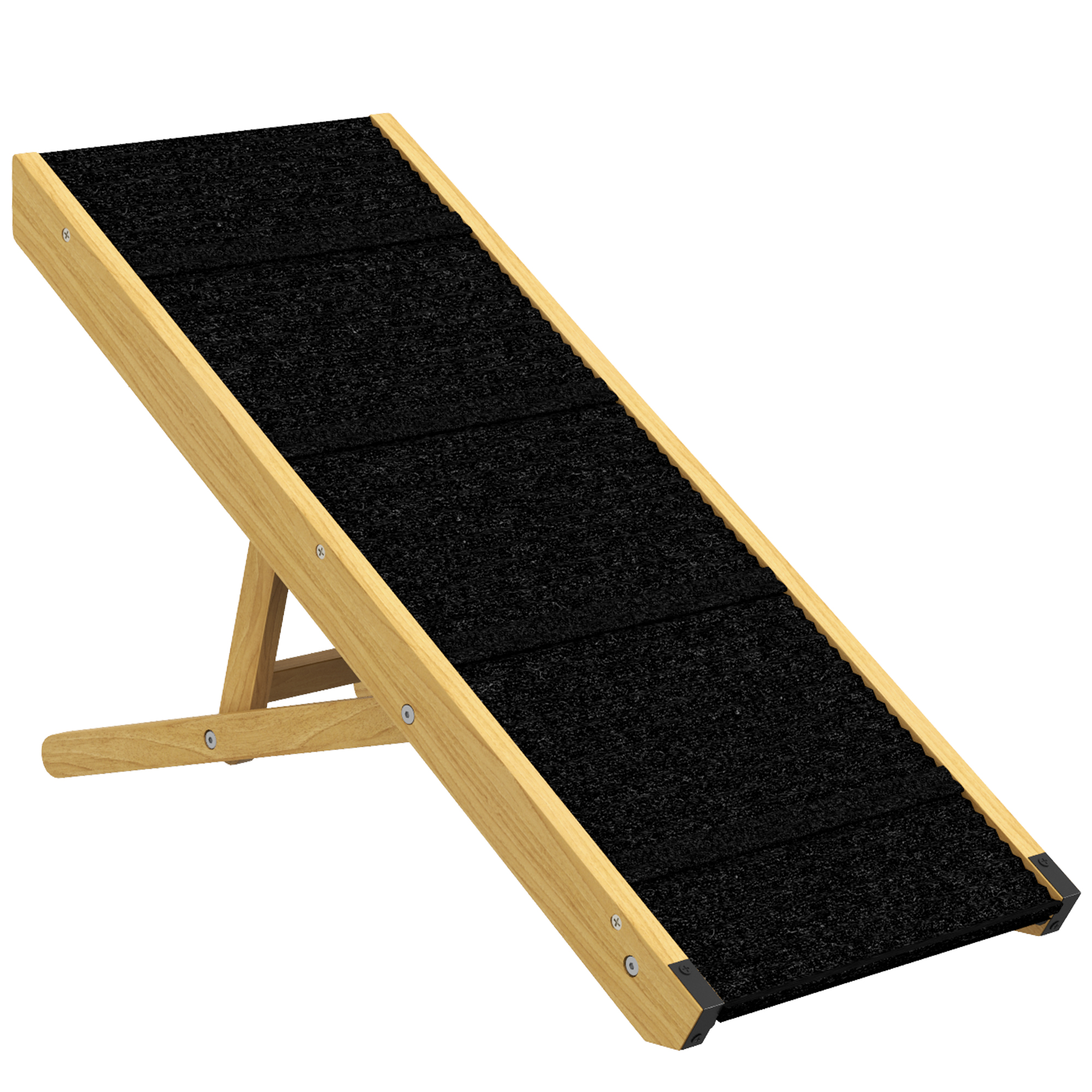 Haustierrampe, verstellbar, 4-stufig, rutschfest, Kiefernholz, faltbar, für Hunde bis 15 kg