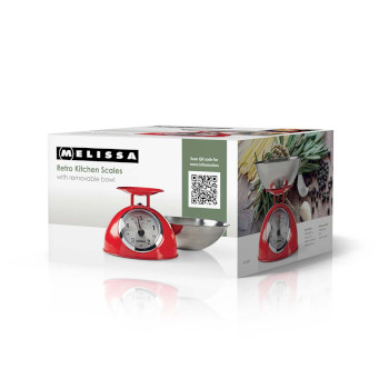 Retro-Küchenwaage | analog | Metallgehäuse | Abnehmbare Schale | Max. 5kg | 25-Gramm-Schritte | Rot