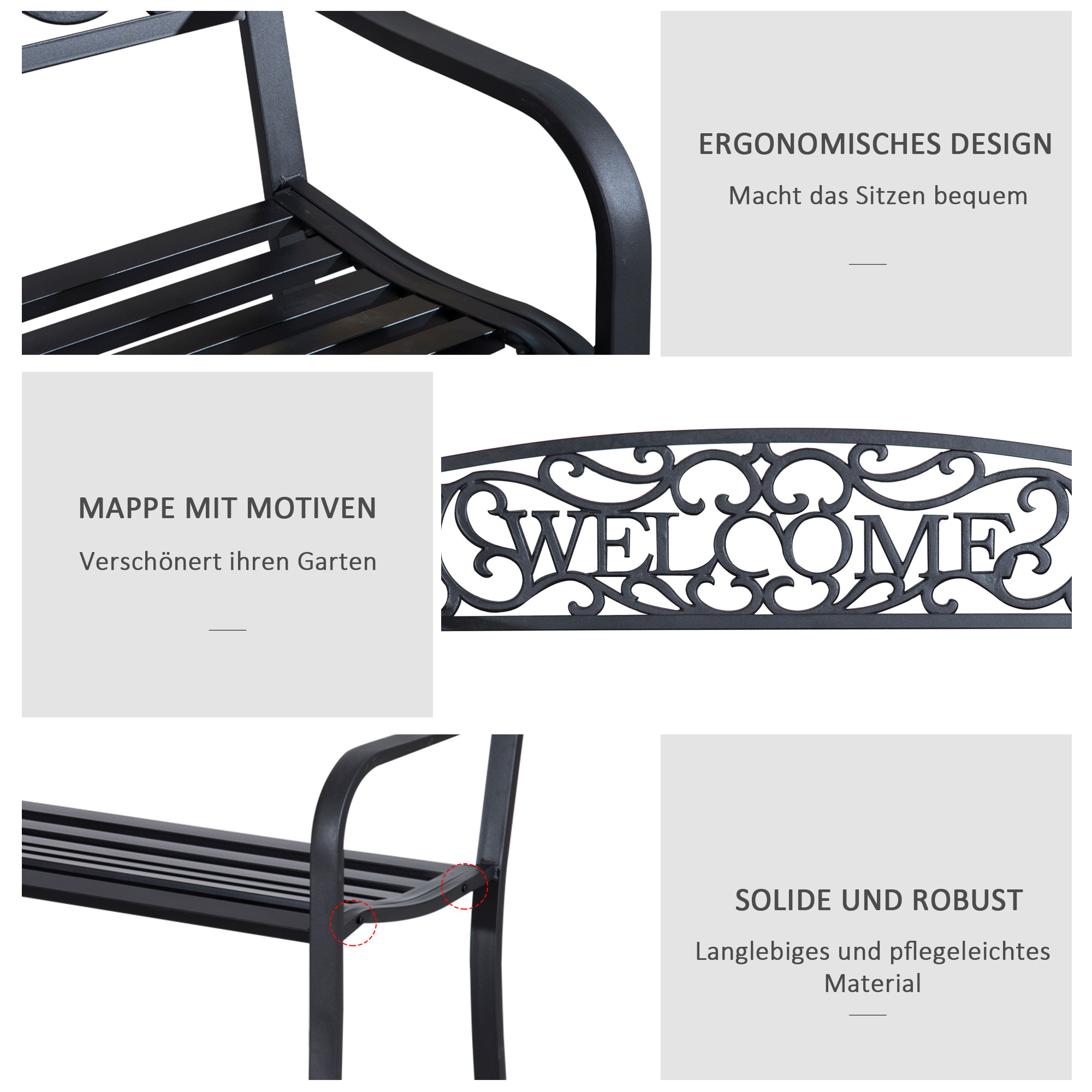 Gartenbank 2-Sitzer Sitzbank Bank Parkbank Metall Gartenmöbel