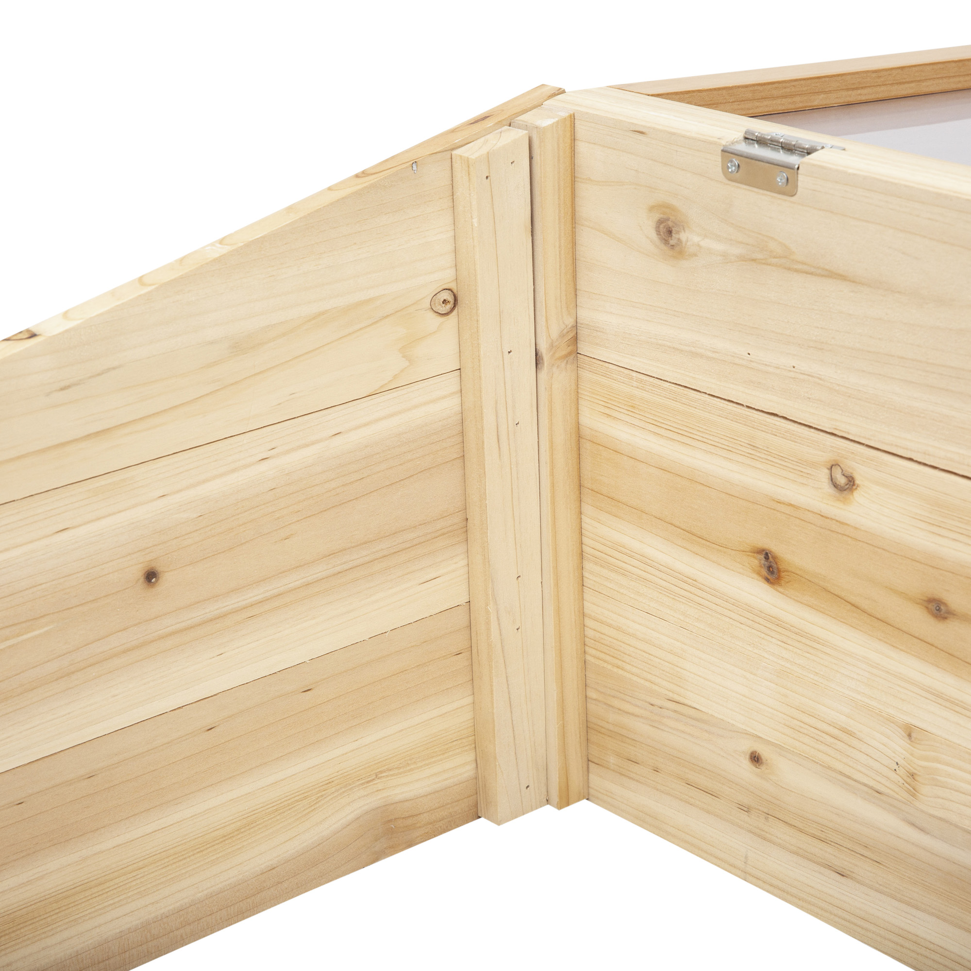 Gewächshaus Holz Frühbeet Frühbeetkasten Treibhaus Garten & Pflanzkasten-System für Garten Balkon, 100 x 50 x 35 cm, Natur, Tanne, PC-Platte