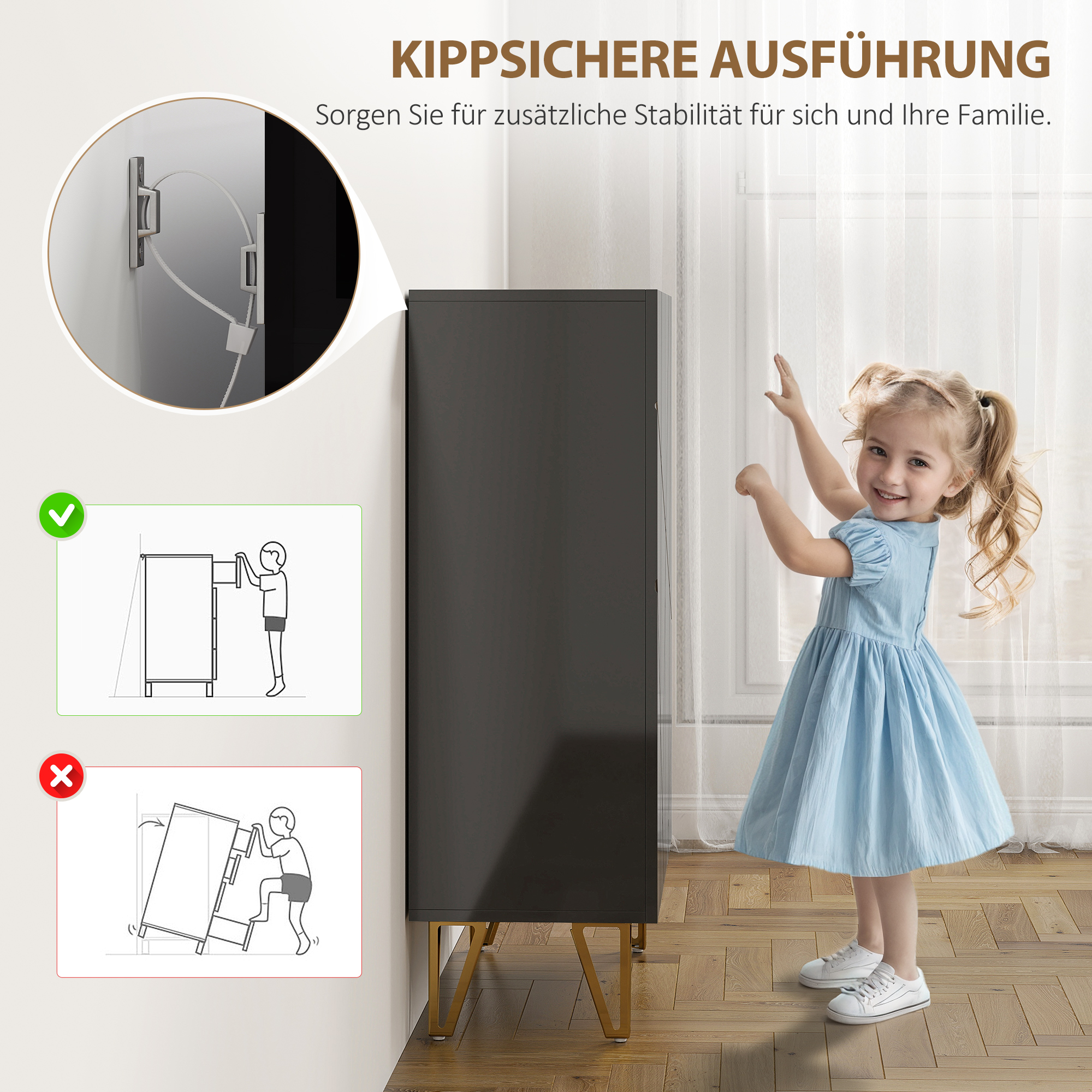 Schuhschrank mit 2 Türen, Schuhregal, Schuhaufbewahrung mit 3 Verstellbaren Ablagen 72 x 31,5 x 95 cm, Schwarz