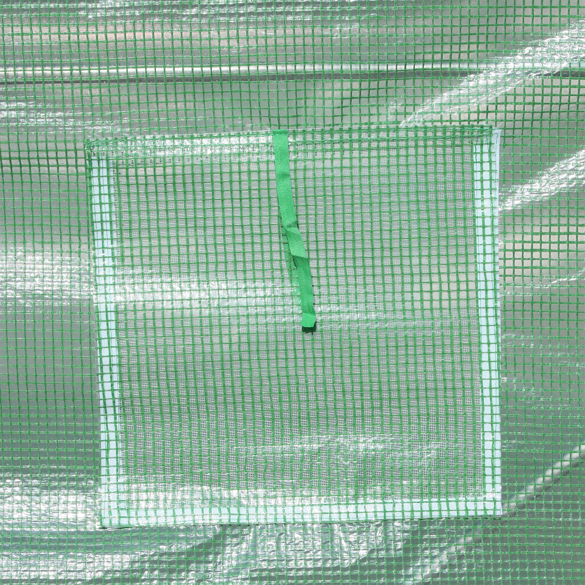 Gewächshaus 500x200x205cm Foliengewächshaus Tomatenhaus mit Tür, 8 Fenster, Folientunnel aus verzinktem Stahl, PE, stabiles Treibhaus Pflanztunnel, inkl. Erdanker & Seilen, Grün