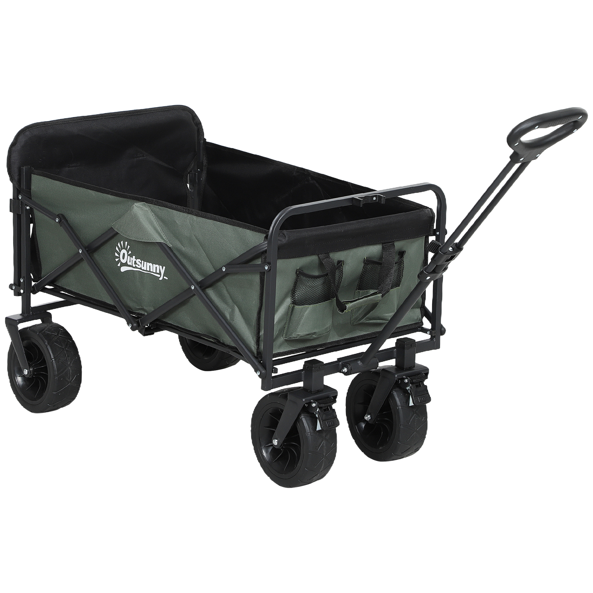 Gartenwagen 120 kg belastbar, klappbar Transportwagen mit herausnehmbare Plane, Griff, Rädern 95 Liter Grün