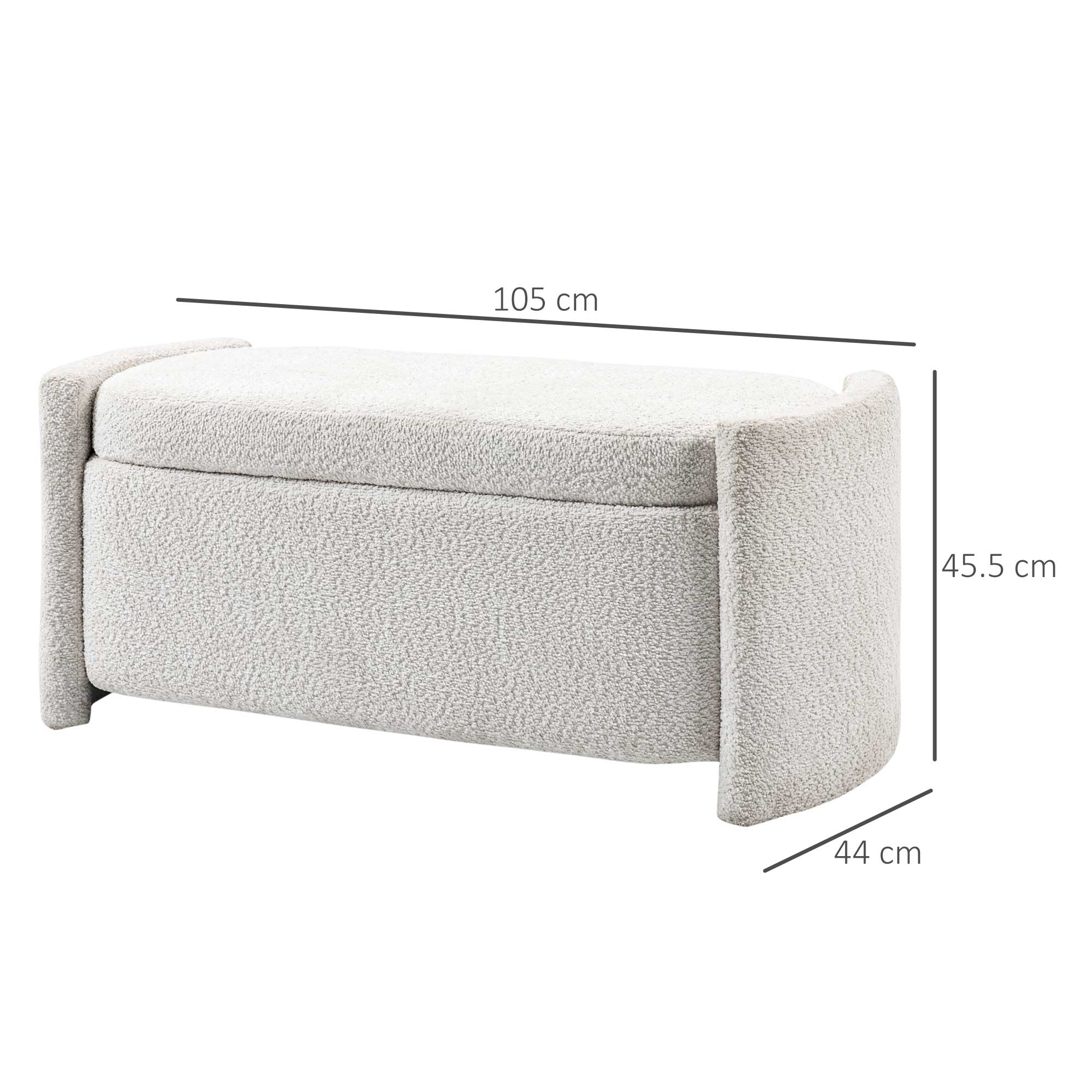Sitzbank mit Stauraum Flurbank Schuhbank, gepolstert,  105 cm x 44 cm x 45,5 cm. Creme/Beige