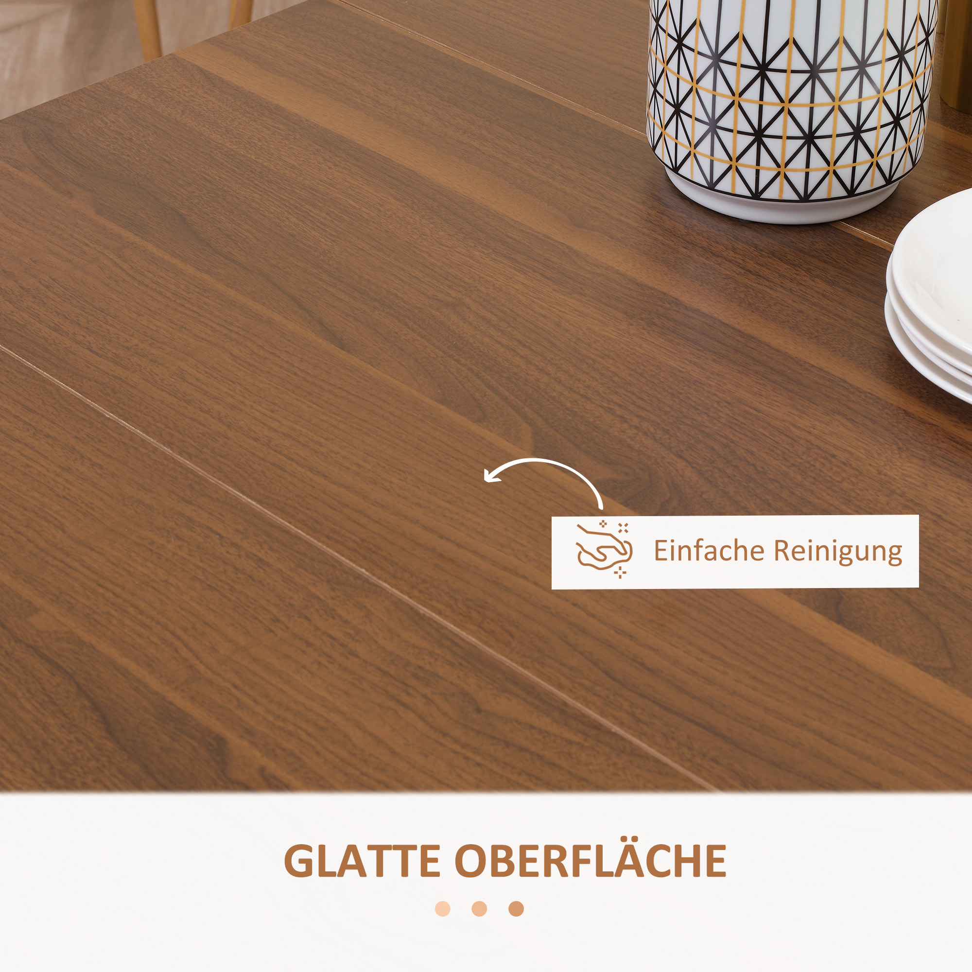 Ausklappbarer Esstisch Ausziehbarer Esstisch  Esstisch, mobil, modernes Design, 180cm x 85cm x 75cm, Braun