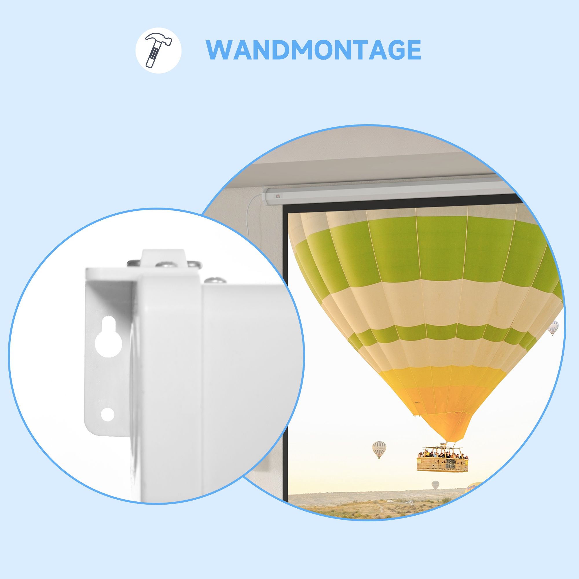 Beamer-Leinwand, 1:1 Format, Fernbedienung, 172 x 172 cm (96 Zoll), Weiß