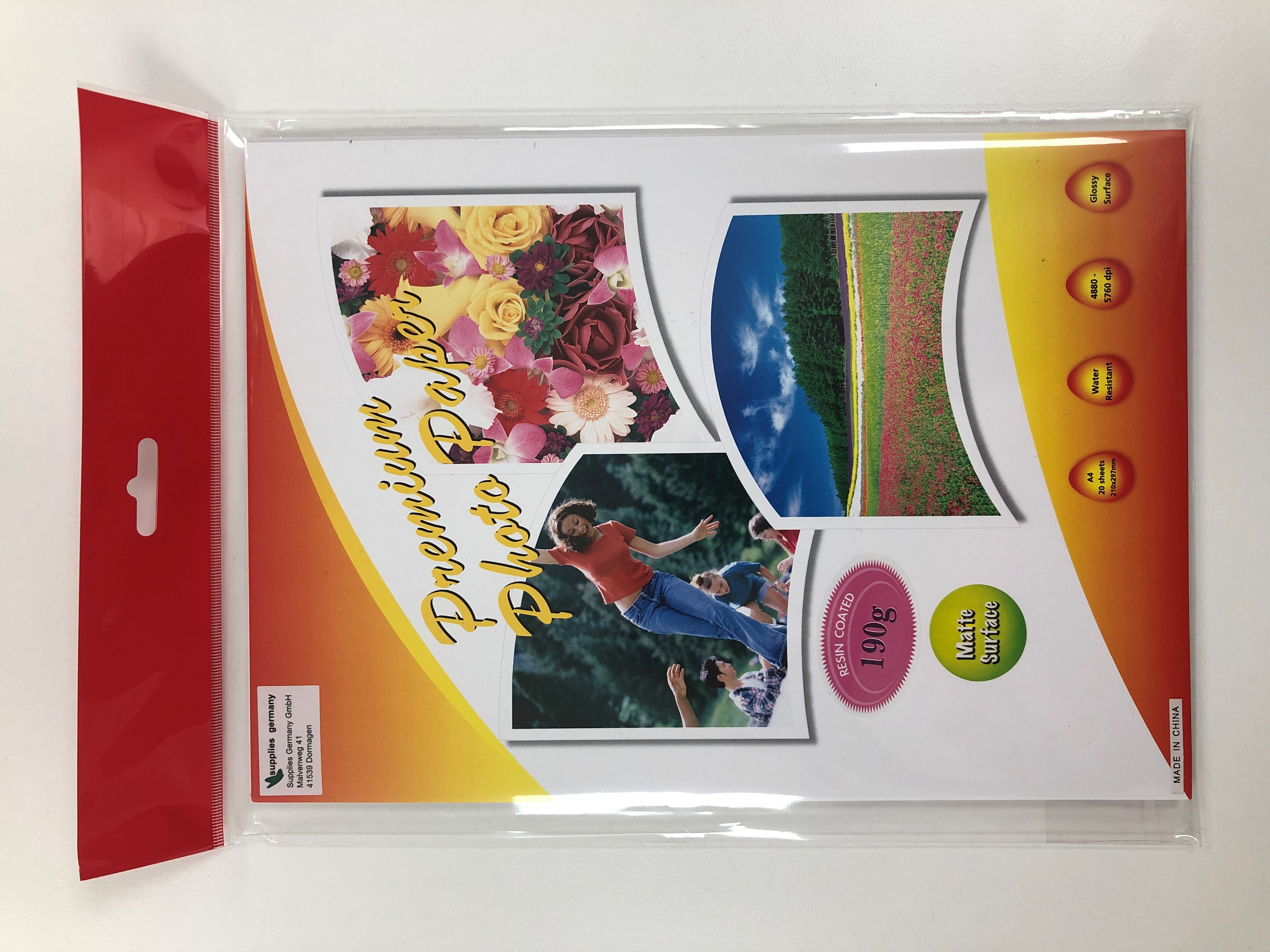 Fotopapier, DIN A4, 100g/qm, einseitg, 20 Blatt Fotopapier, DIN A4, 100g/qm, einseitg, 20 Blatt