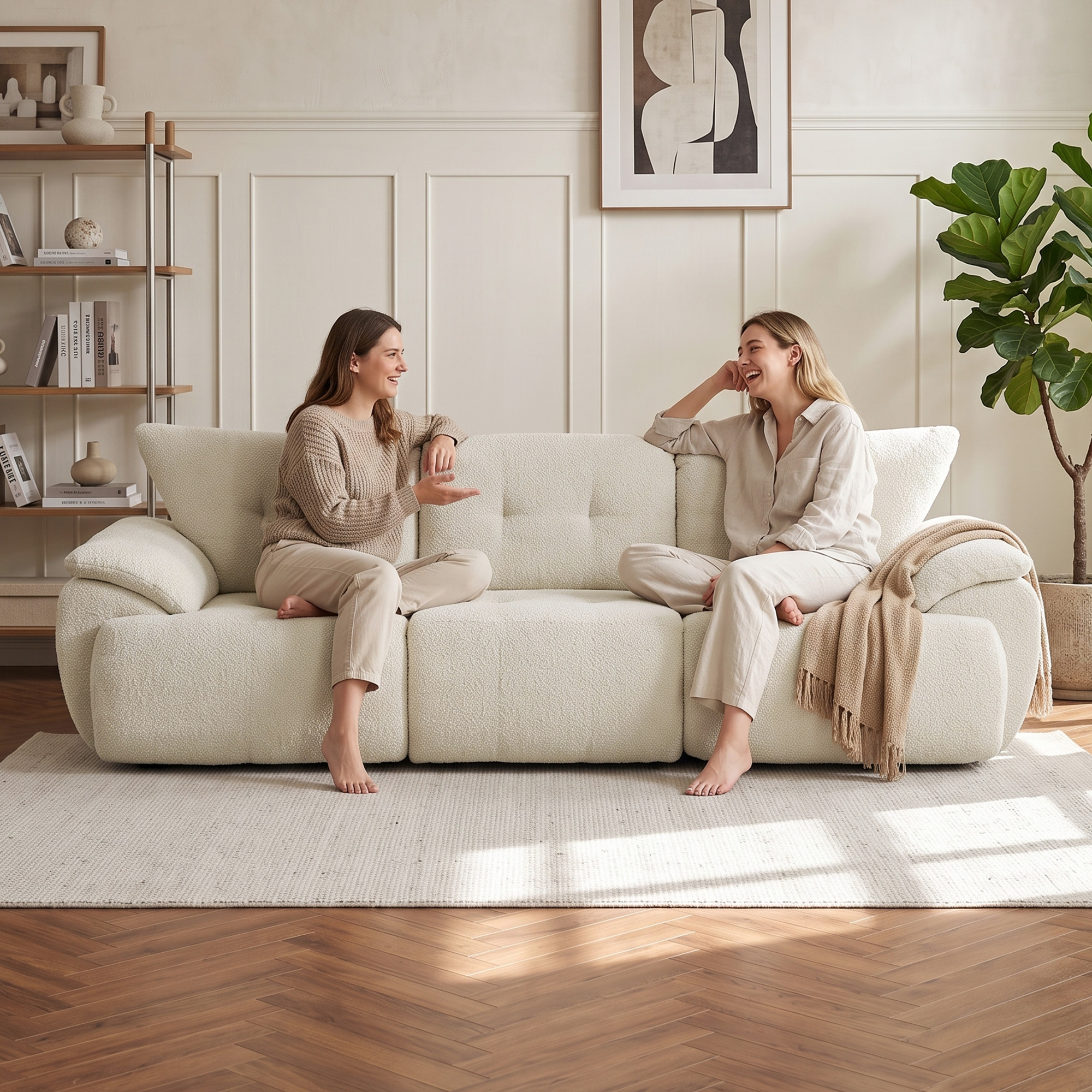 3-Sitzer-Sofa, 260 cm, Chenille, rahmenloses Modulsofa mit extra breiter, tiefer Sitzfläche, breiten Armlehnen