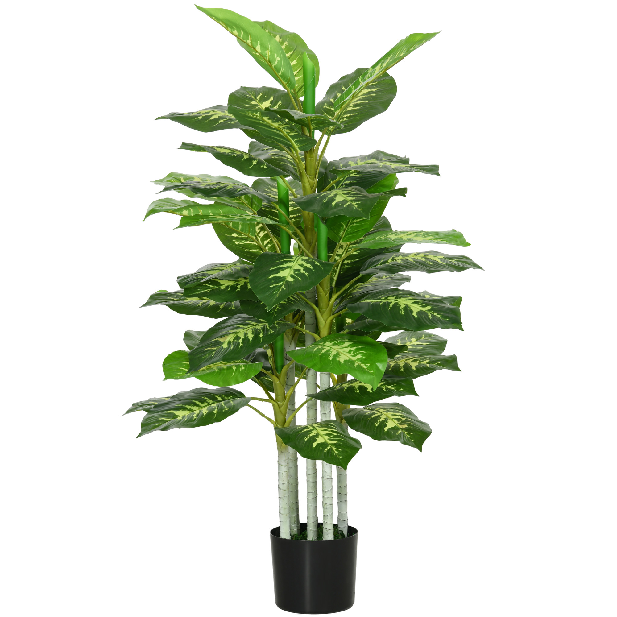 Kunstpflanze, Kunststoff-Pflanze, Zementtopf, Indoor und Outdoor, 120 cm, Grün