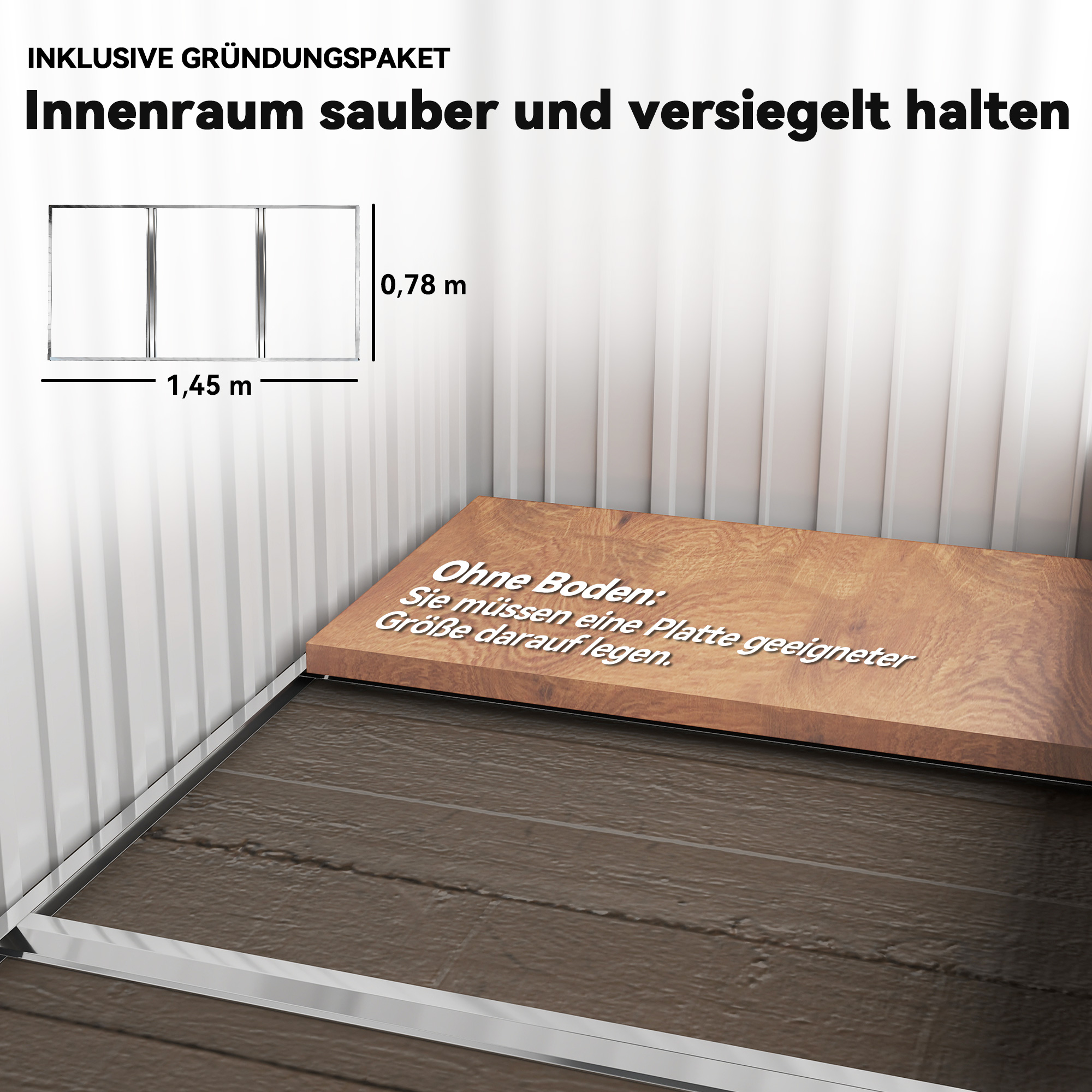 Gartenschuppen, Outdoor-Geräteschuppen aus Wellstahl, Wanddesign, verstellbare Regalböden, verschließbare Tür, Grau