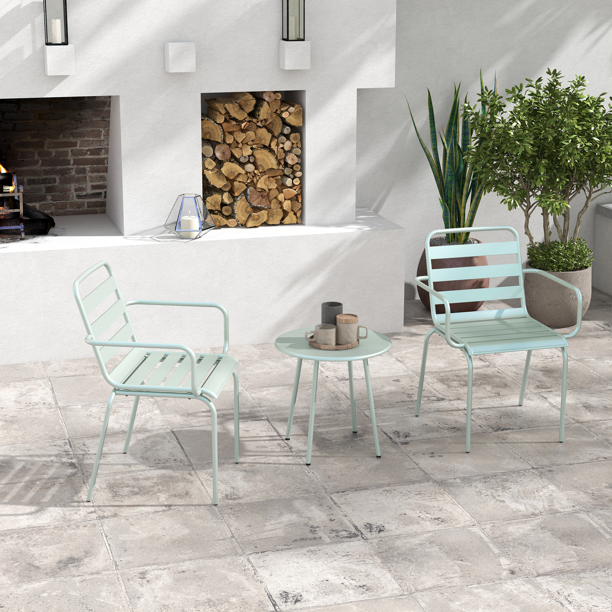 3teiliges Bistro-Set Balkonbistro-Set 2er-Bistroset, klappbar, modernes Design, 51 x 58 x 78 cm, Grün