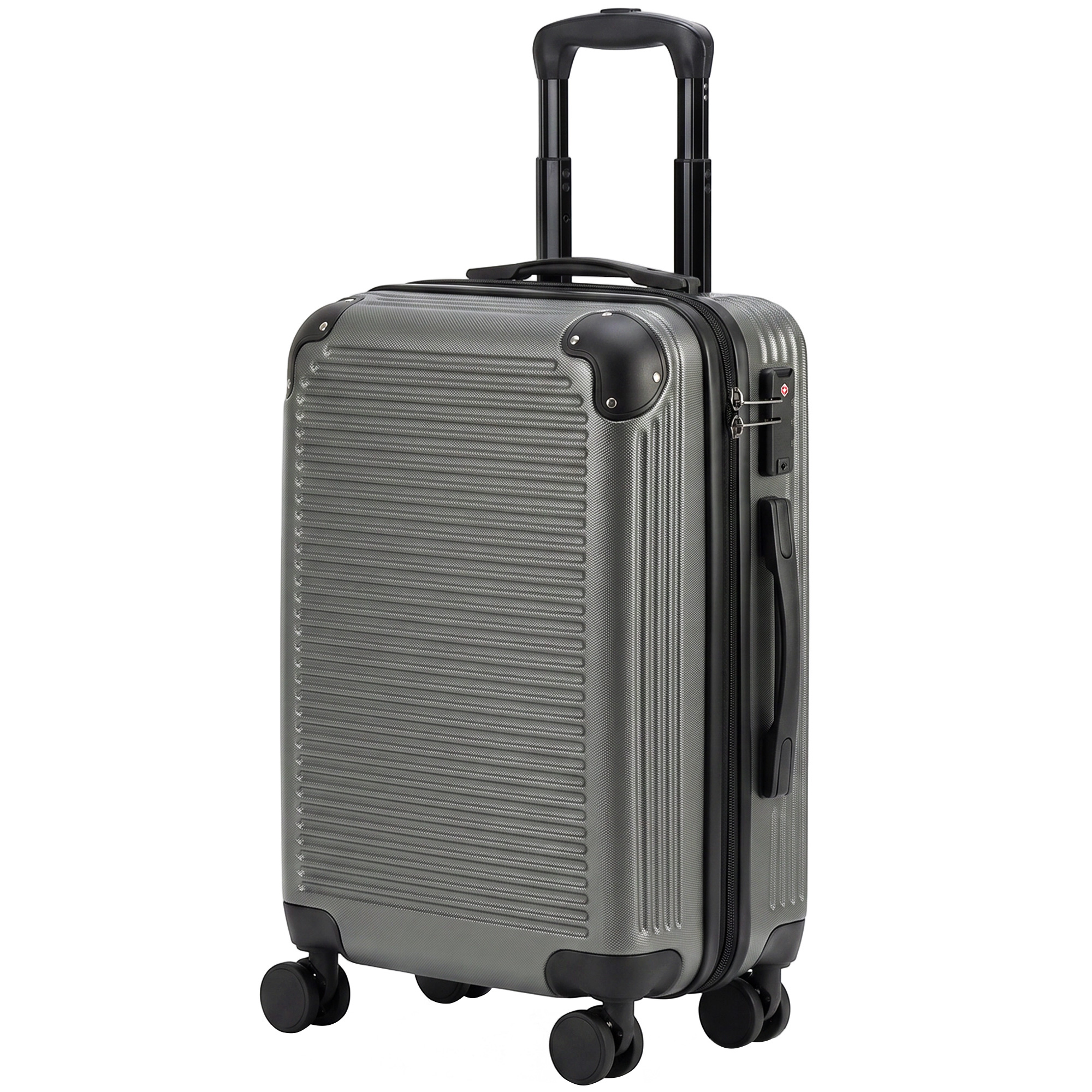 Handgepäck Koffer Hartschalen Reisekoffer mit 4 Rollen 56 cm Dunkelgrau