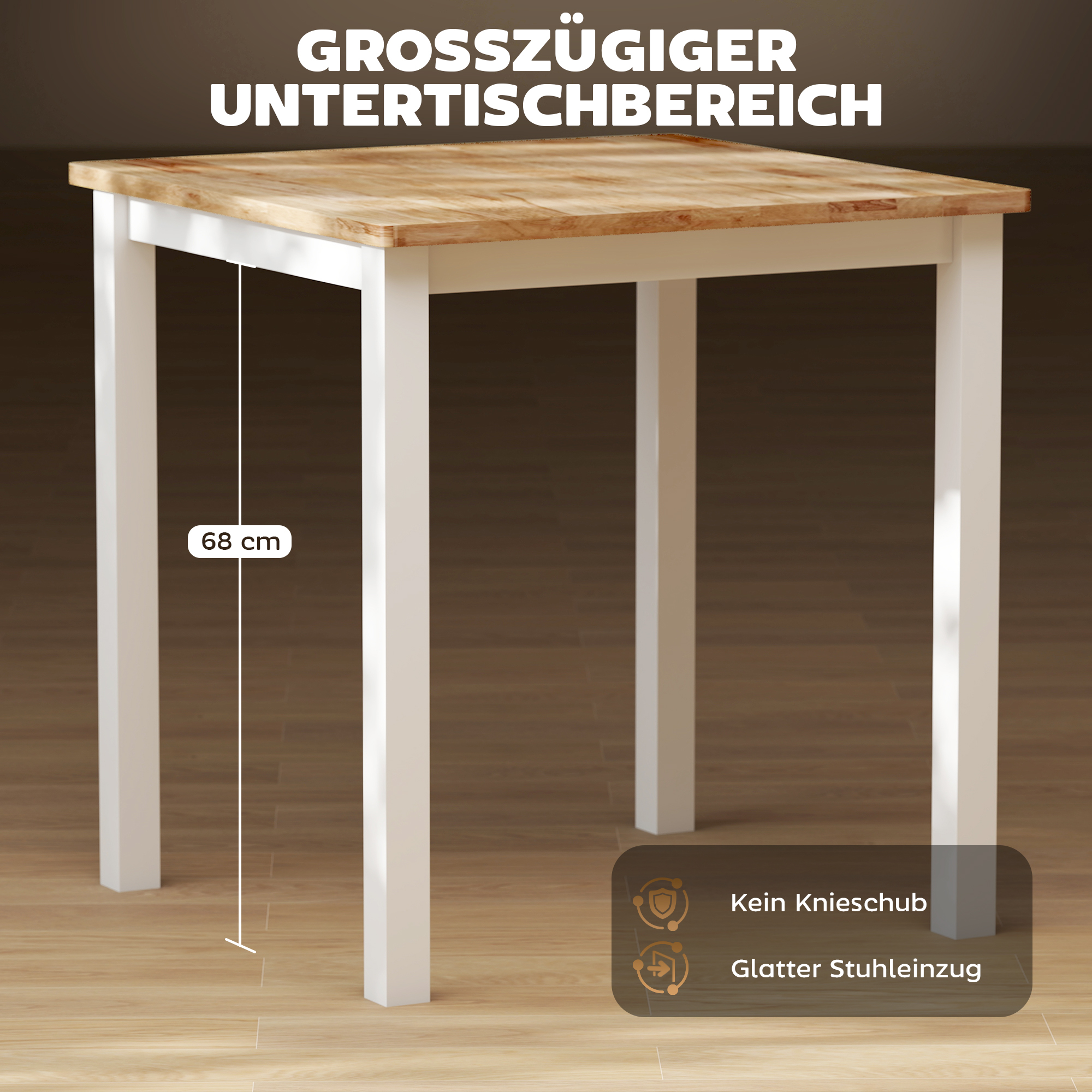 Esstisch aus Kautschukholz, für bis zu 4 Personen, Naturholz