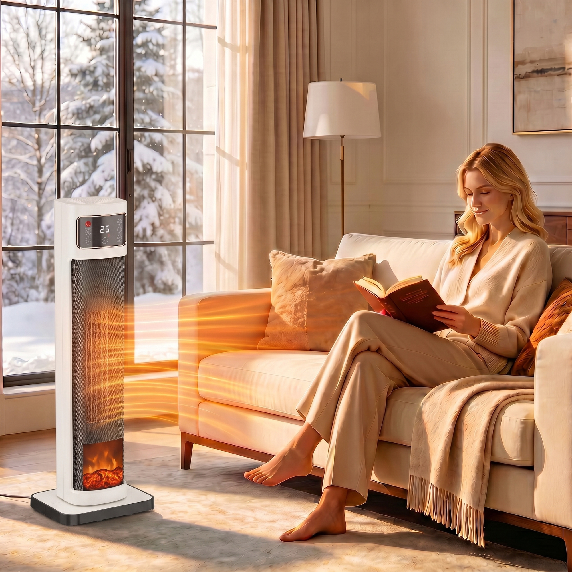 Keramik-Heizlüfter, 2.000 W, 4 Modi, Thermostat, Fernbedienung, energiesparend