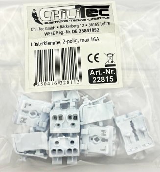 Lüsterklemme, 2-polig mit Hebel / 0,5-2,5mm², 450V/16A