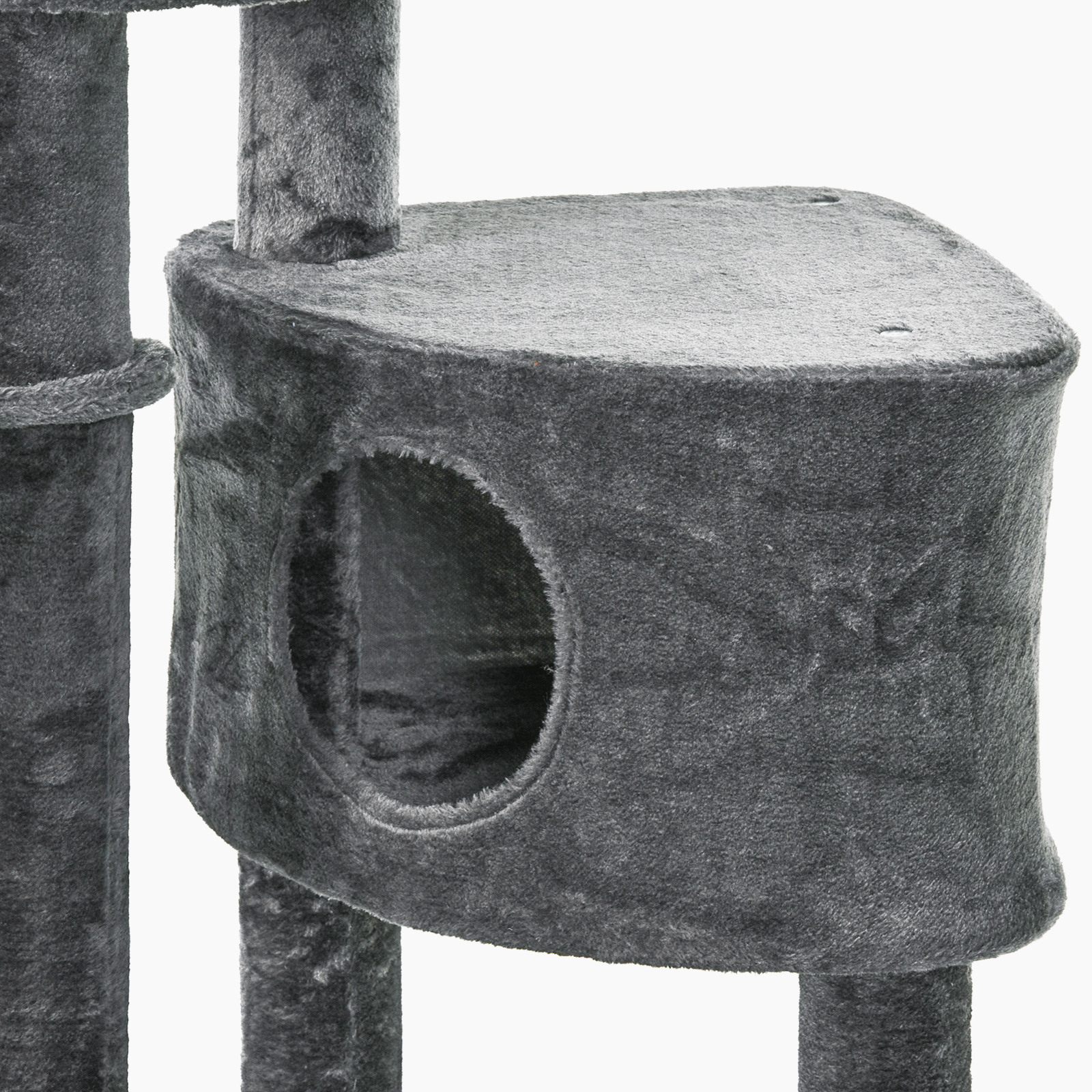 Kratzbaum deckenhoch Höhe 220-265 cm Katzenbaum mit Spielbälle, Katzenhöhle, Hängematte, Sisalstämme, Plattformen mehrstöckiger  Katzenkratzbaum Kletterbaum für mittelgroße Katzen, Dunkelgrau