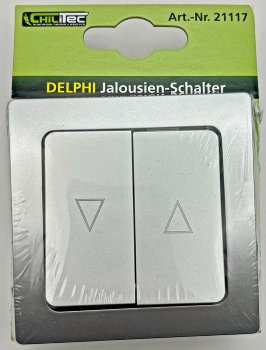 DELPHI Jalousien-Steuerung Hoch/Runter, Taster, inkl. Rahmen, UP, silber
