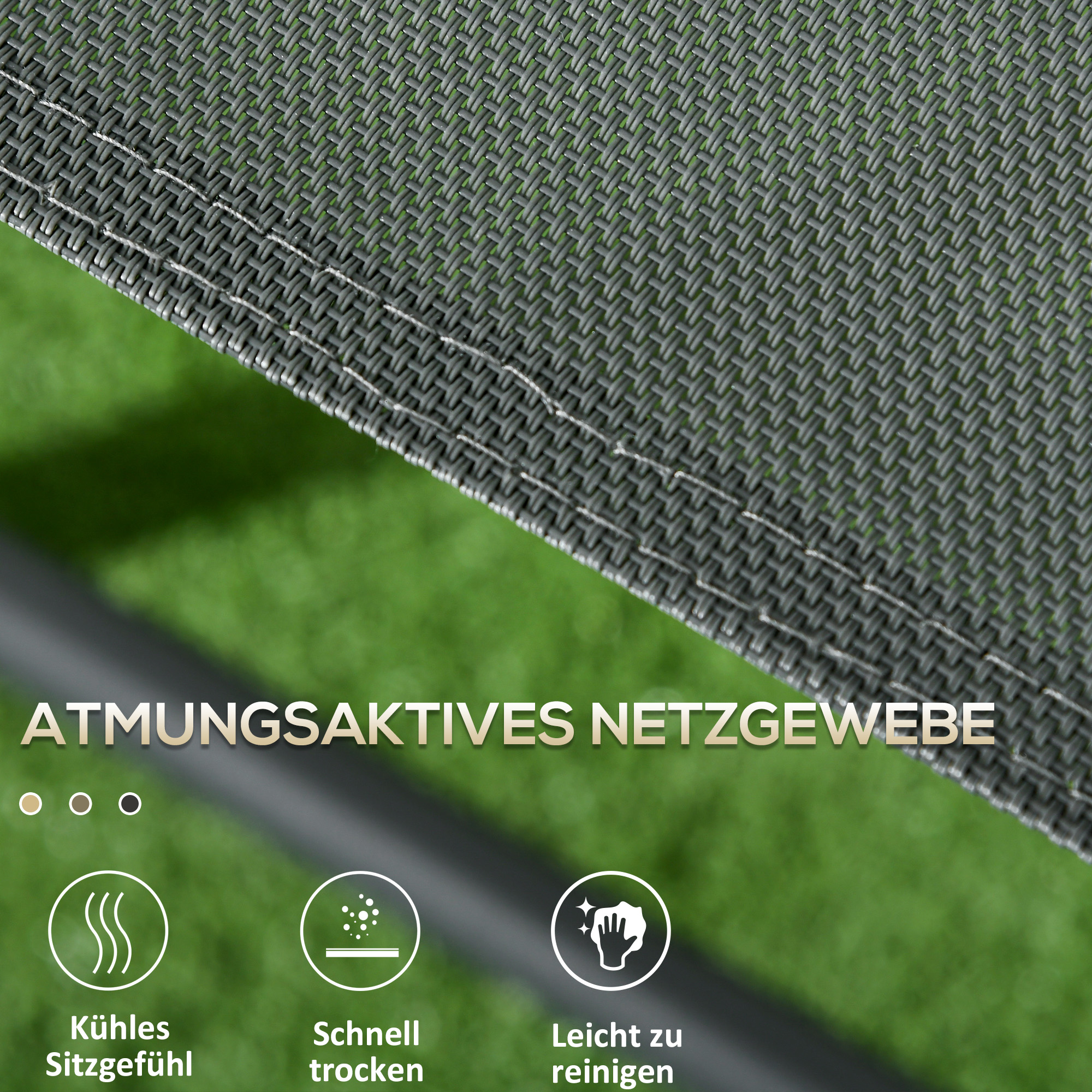 Bistro-Set 3-teilig aus Metall Wetterfest Gartenmöbel Set mit klappbar Glastisch Gartenstühlen Dunkelgrau