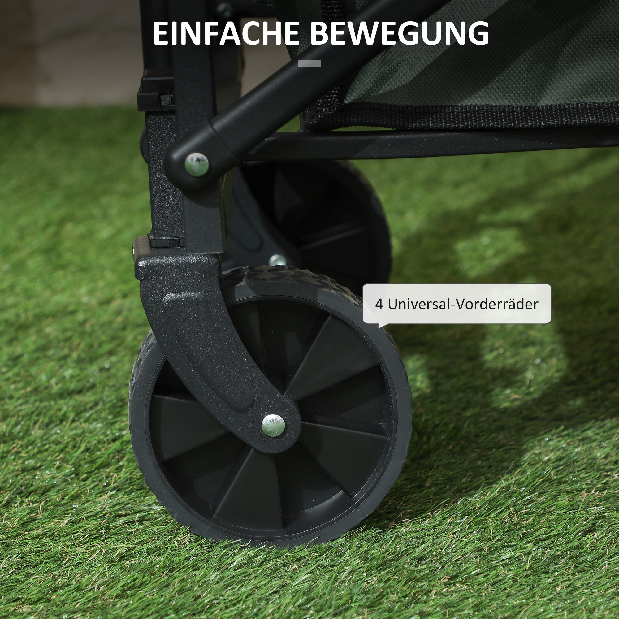 Gartenwagen 90 kg belastbar, klappbar Transportwagen mit herausnehmbare Plane, Griff, Rädern 72 Liter Grün