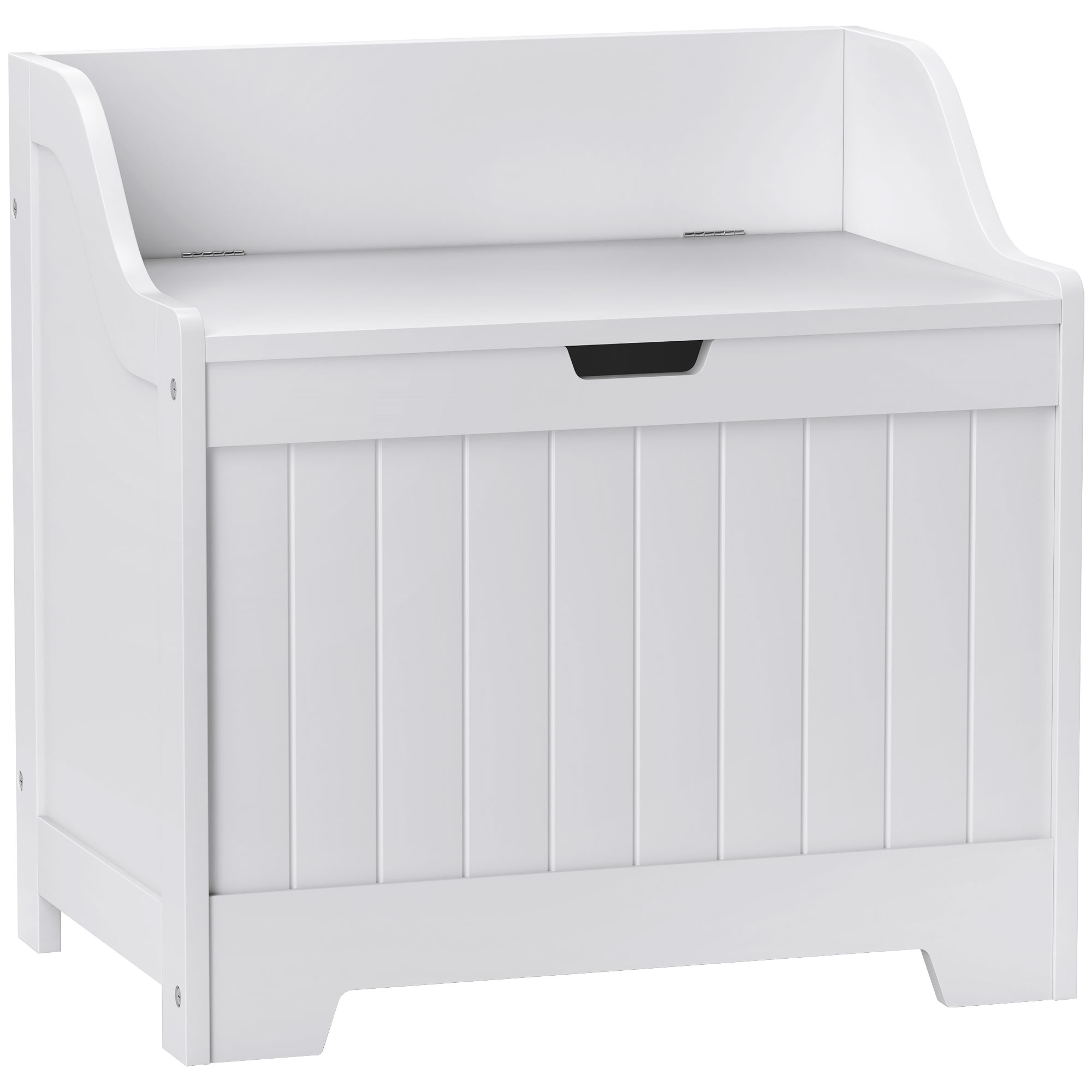 Aufbewahrungstruhe, Holzkiste mit Deckel, viel Stauraum, modernes Design, Weiß