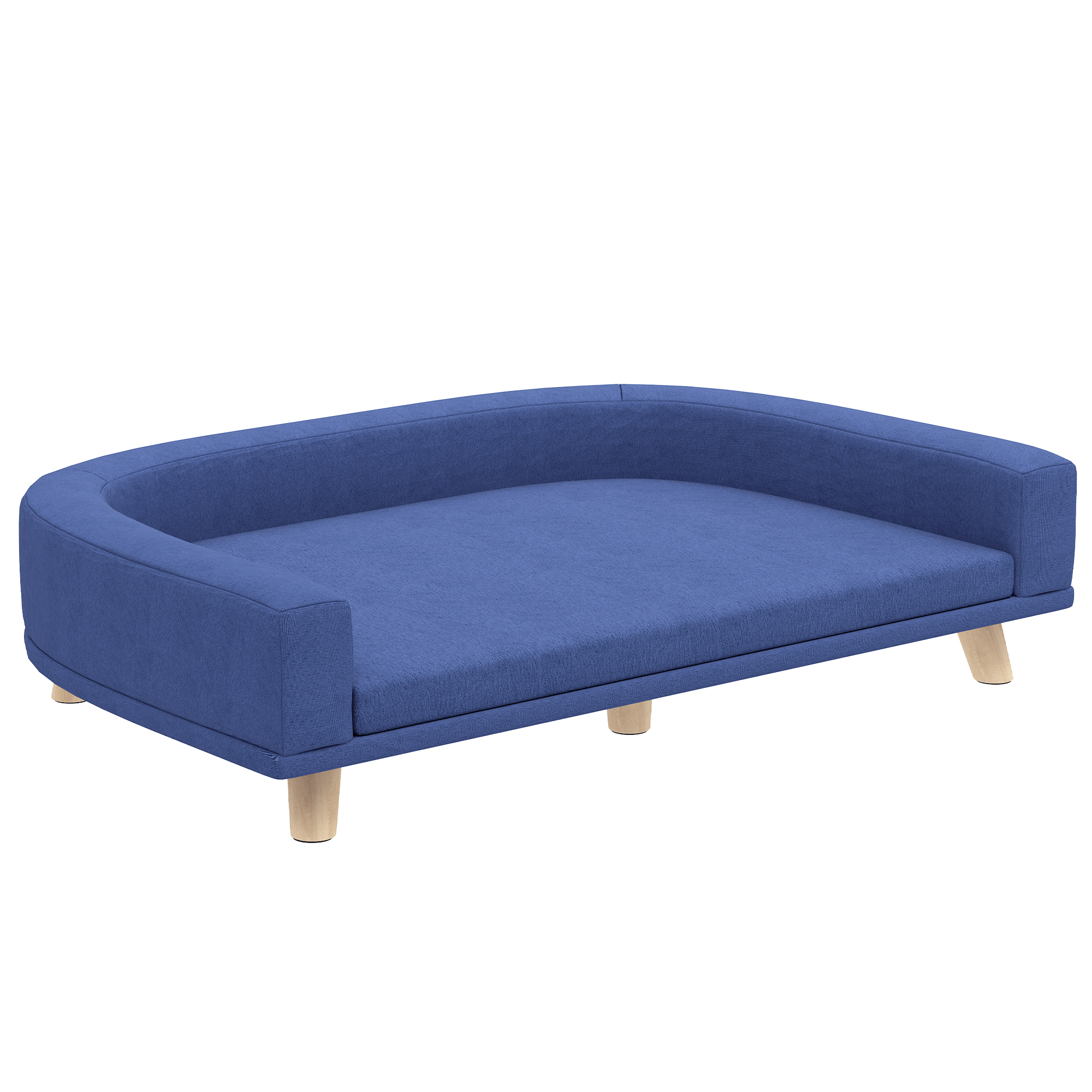 Hundebett Hundesofa Haustiersofa, Eukolyptusholz, 98 x 67 x 25 cm, Blau