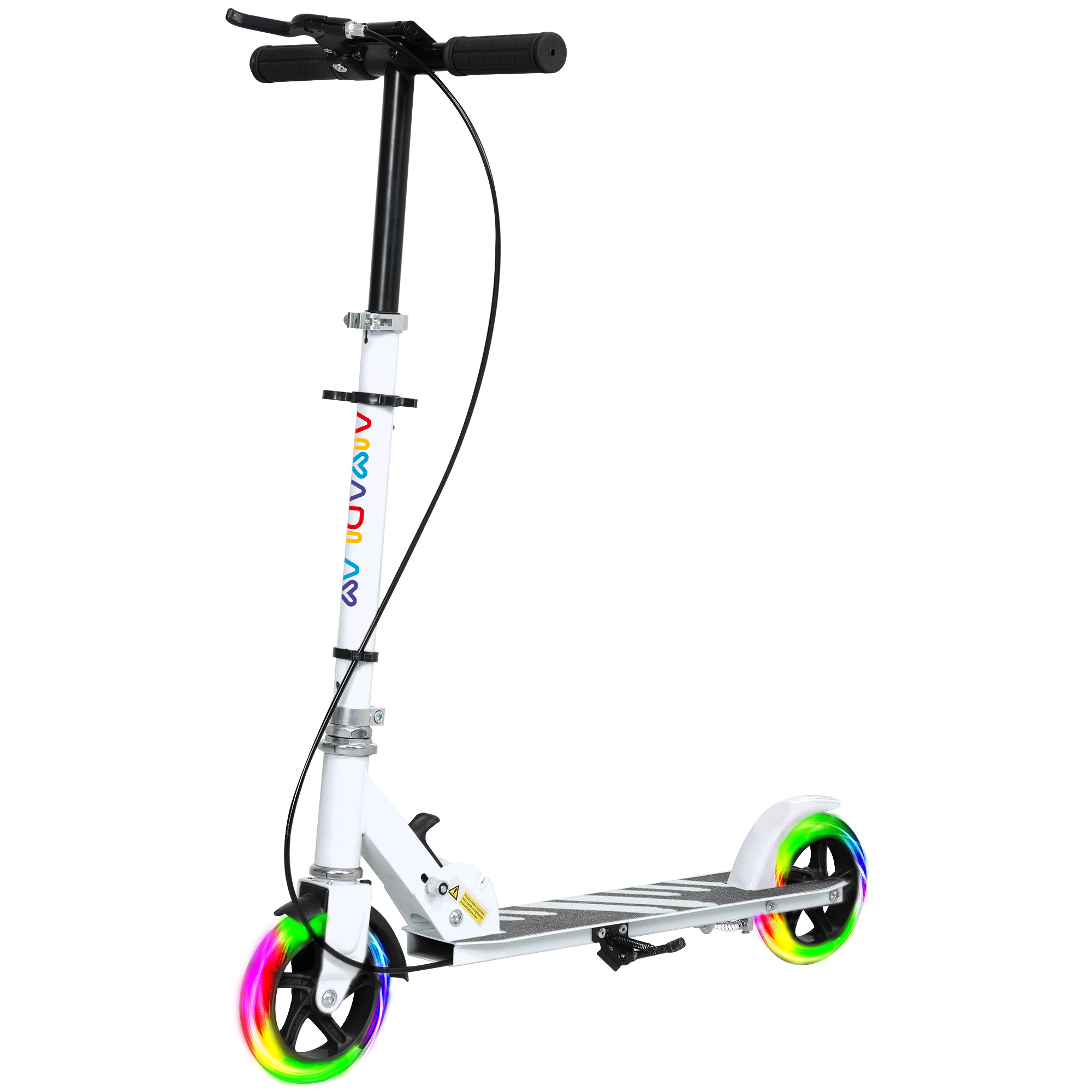 Kinderroller, Doppelte Bremsen, Metallrahmen, Fußstütze, faltbar, 3-8 Jahre, Weiß