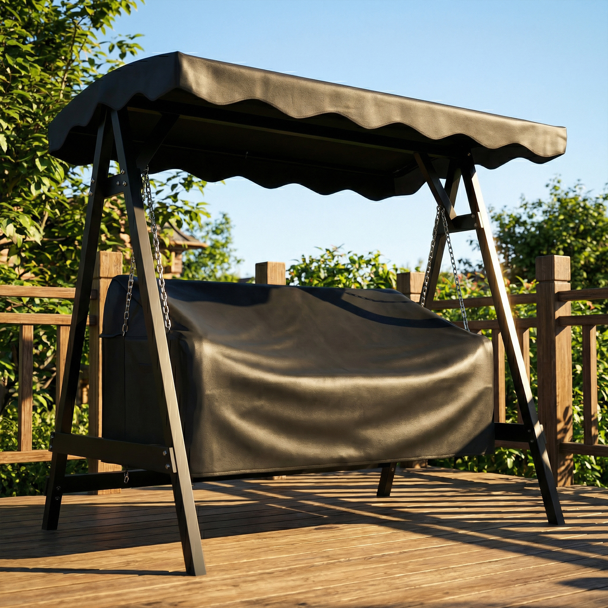 3-Sitzer Gartenschaukel-Abdeckung, wasserdichte Schutzhülle, winddicht und UV-beständig, 420D Oxford-Stoff