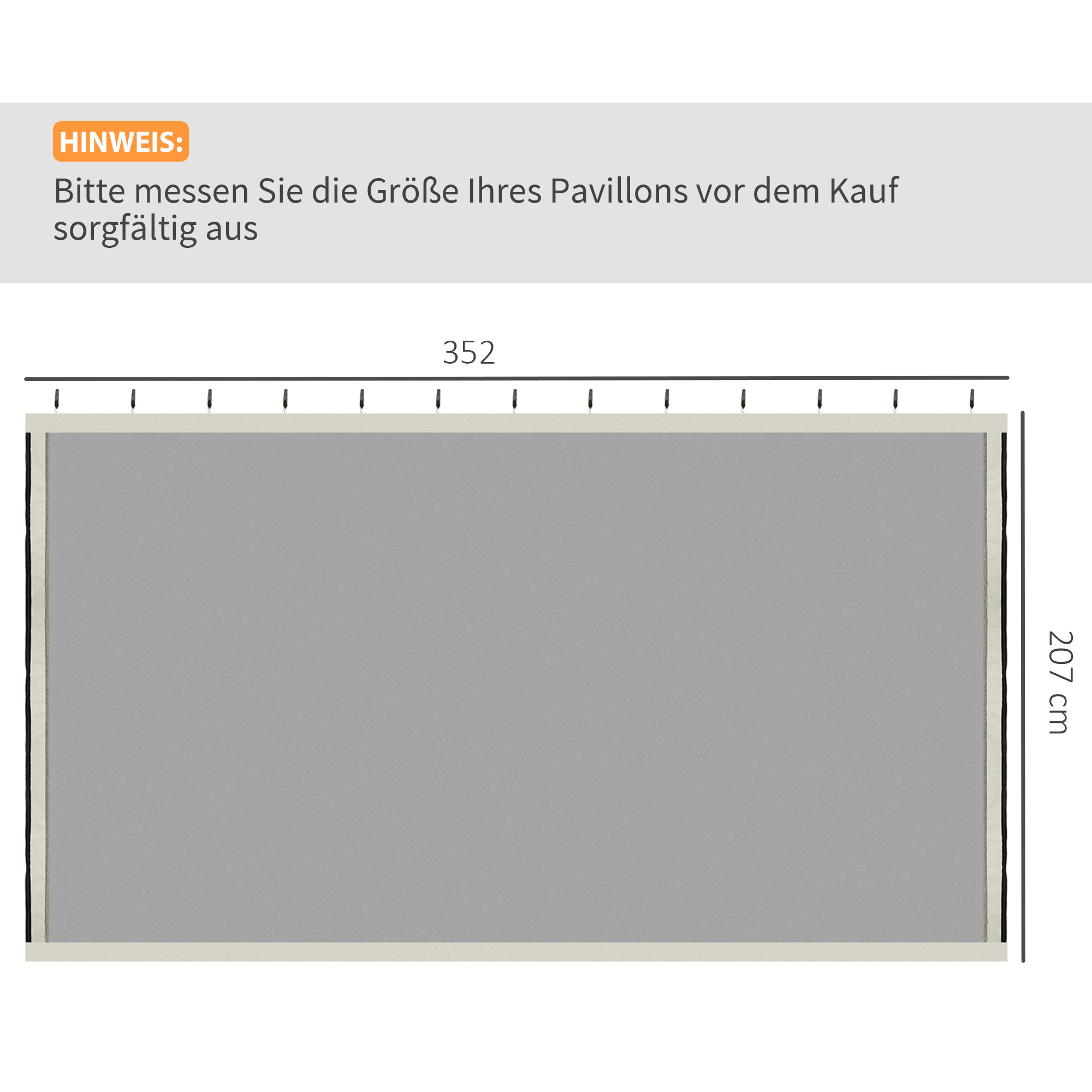 Ersatz-Netzvorhang für 3 x 4 m Gartenpavillons, Fliegennetz, mit Reißverschlüssen, Polyester, Schwarz