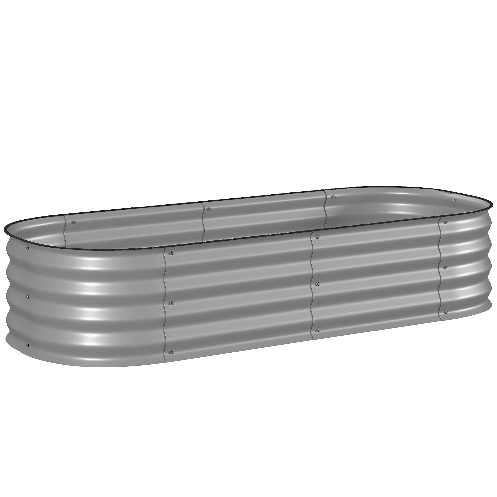 Hochbeet Pflanzenbeet, modulares Hochbett, geschützte Kanten, Design ohne Boden,  150 x 62 x 30 cm, Silber